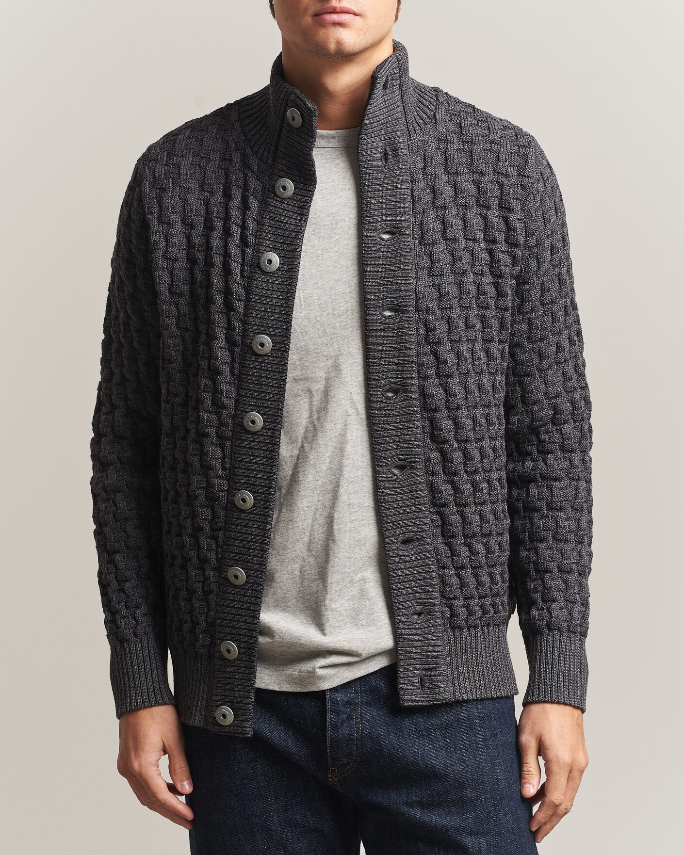 Men | Sweaters & Knitwear | S.N.S. Herning | Stark Cardigan Gneiss Grey