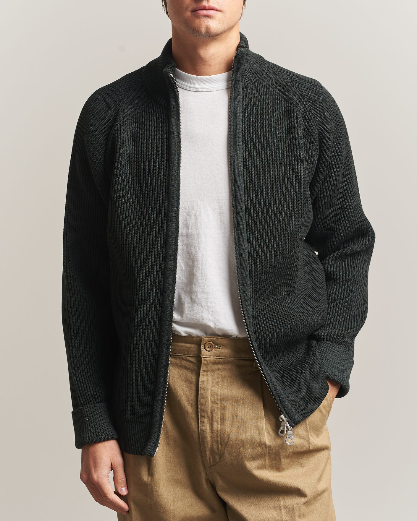 Men | Sweaters & Knitwear | S.N.S. Herning | Render Full Zip Terrain Green
