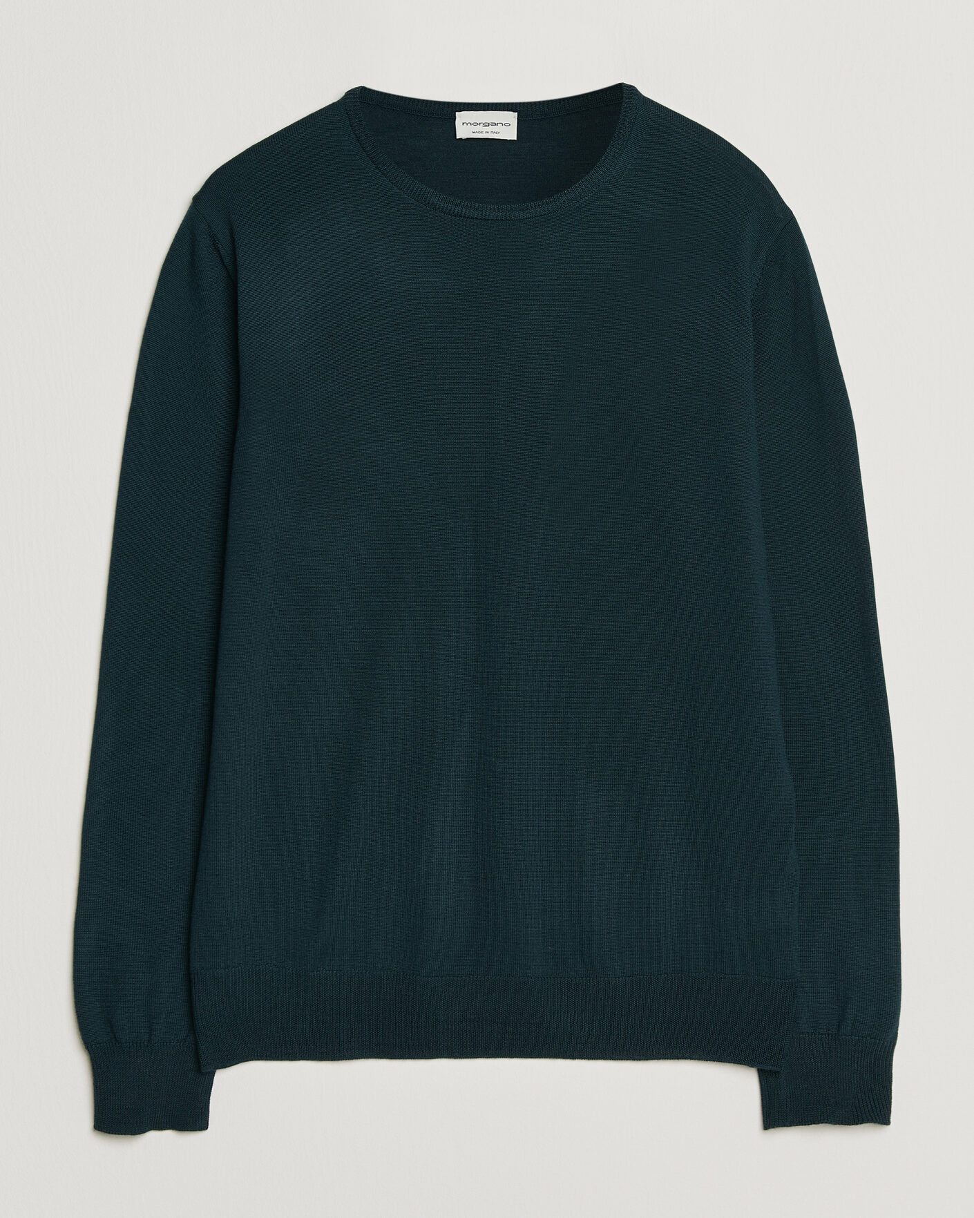 Men | Sweaters & Knitwear | Morgano | Extra Fine Merino Wool Crewneck Bottle Green