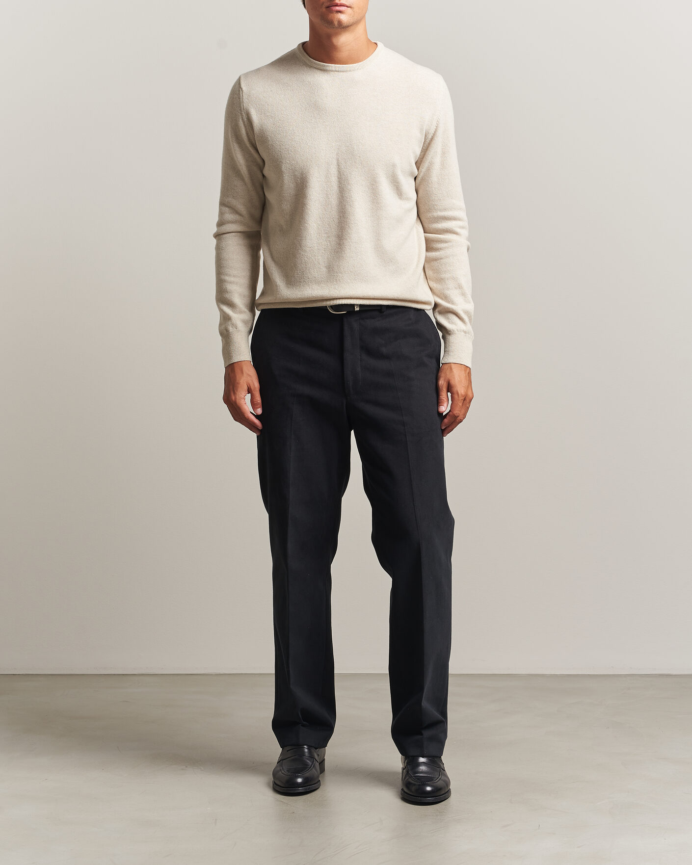 Men | Sweaters & Knitwear | Morgano | Wool/Cashmere Crewneck Beige