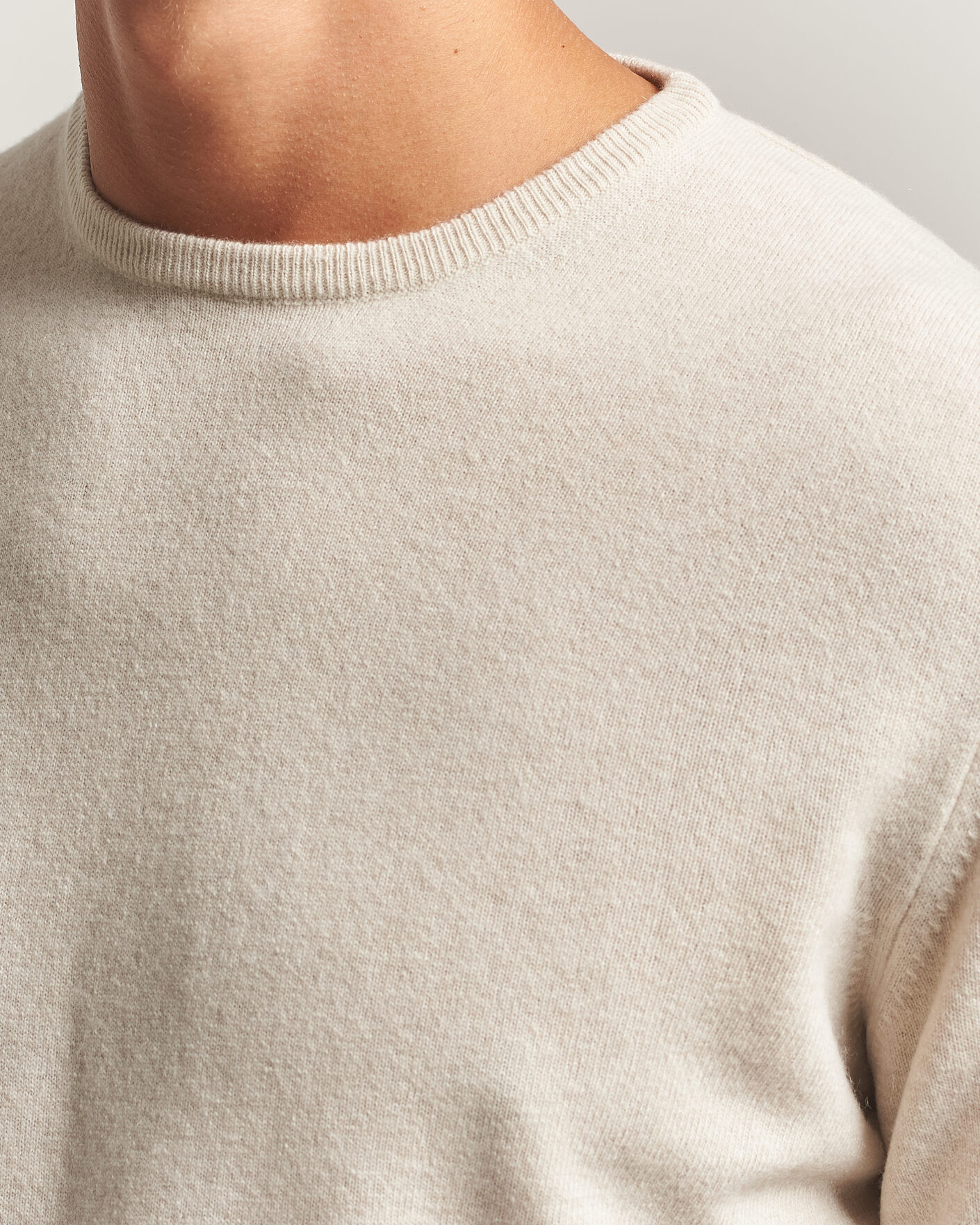 Men | Sweaters & Knitwear | Morgano | Wool/Cashmere Crewneck Beige
