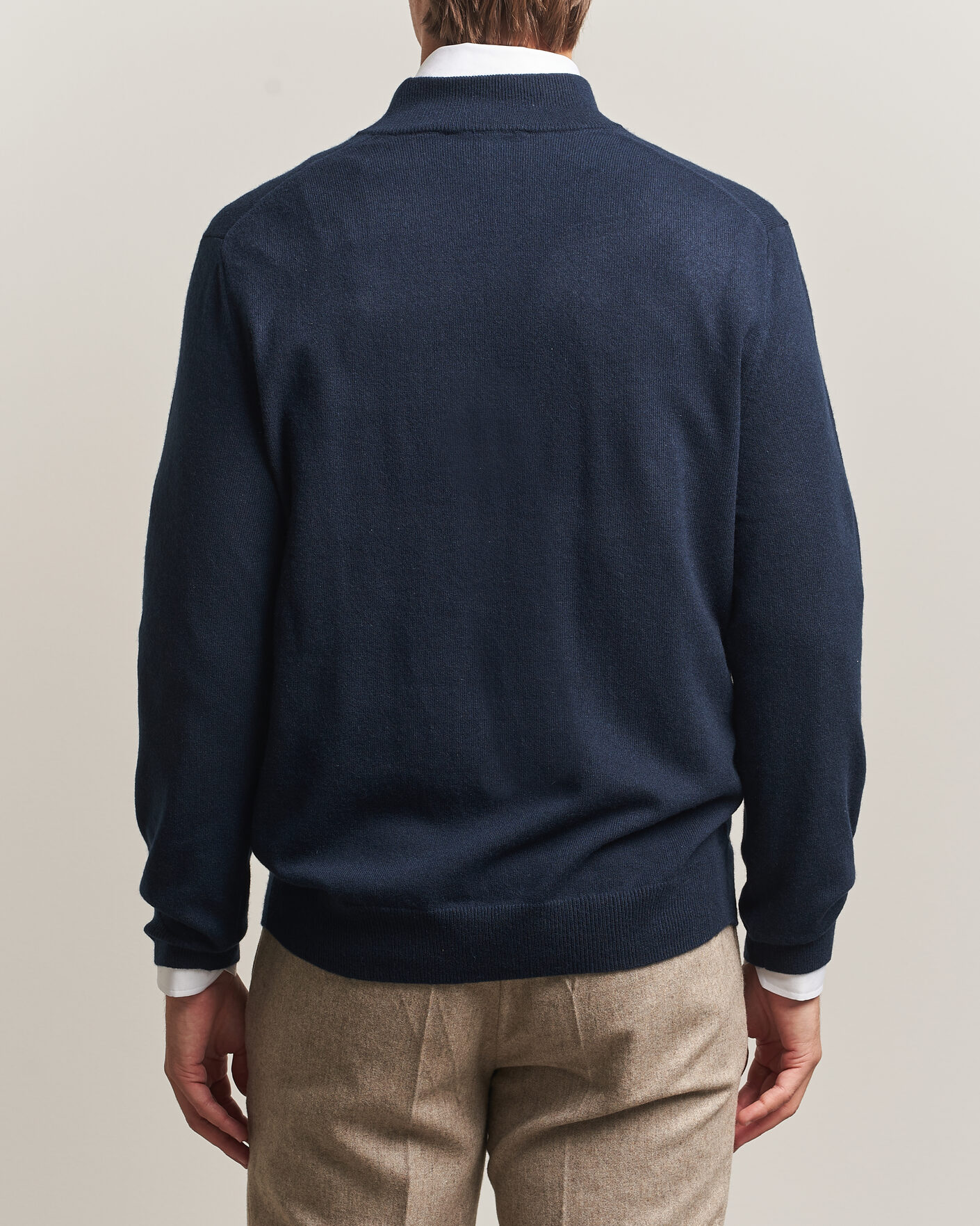 Men | Sweaters & Knitwear | Charles Tyrwhitt | Pure Cashmere Zip Neck Jumper Navy