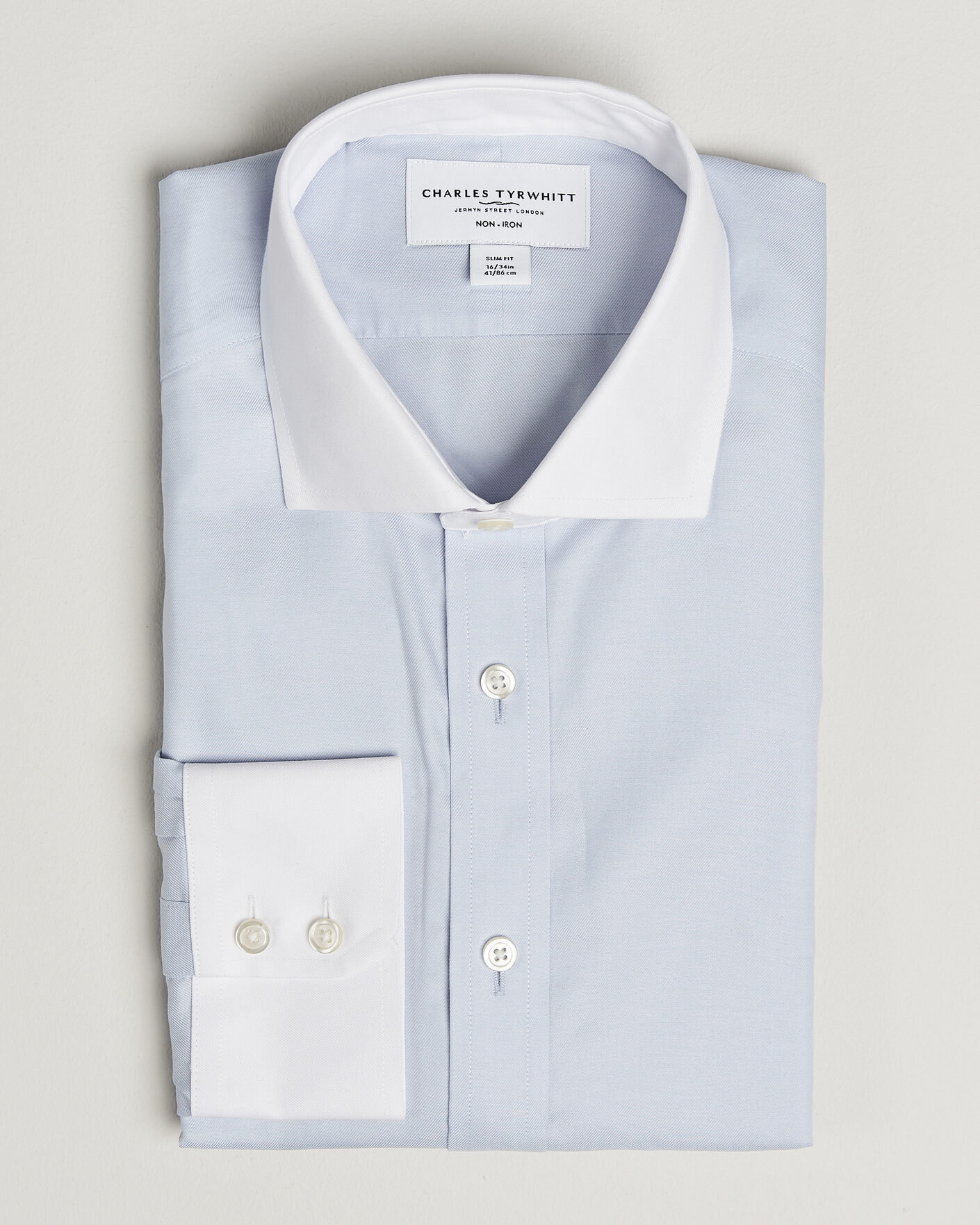 Men | Shirts | Charles Tyrwhitt | Slim Fit Non Iron Plain Winchester Shirt Light Blue