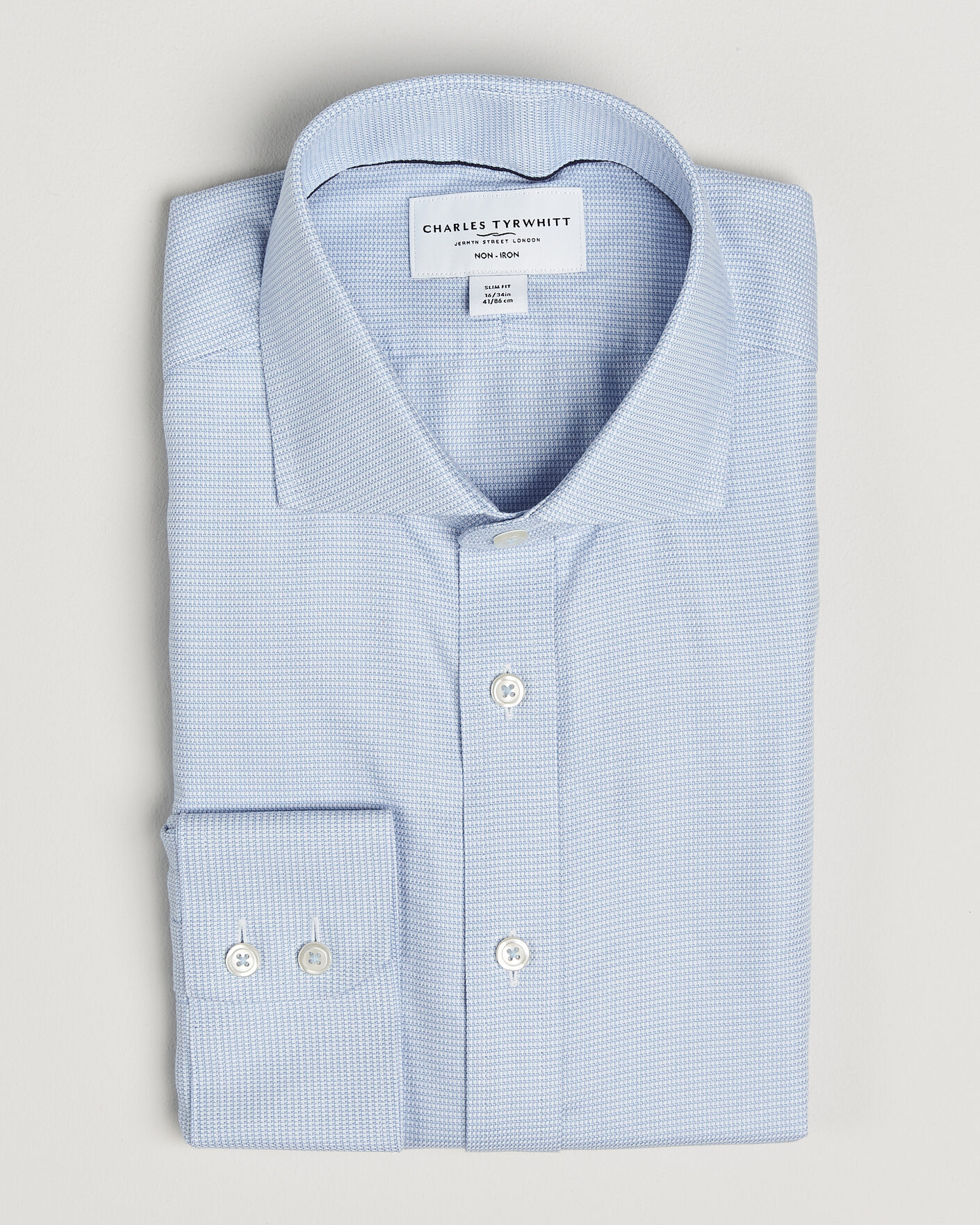 Men | Shirts | Charles Tyrwhitt | Slim Fit Non Iron Trafalgar Weave Shirt Sky Blue