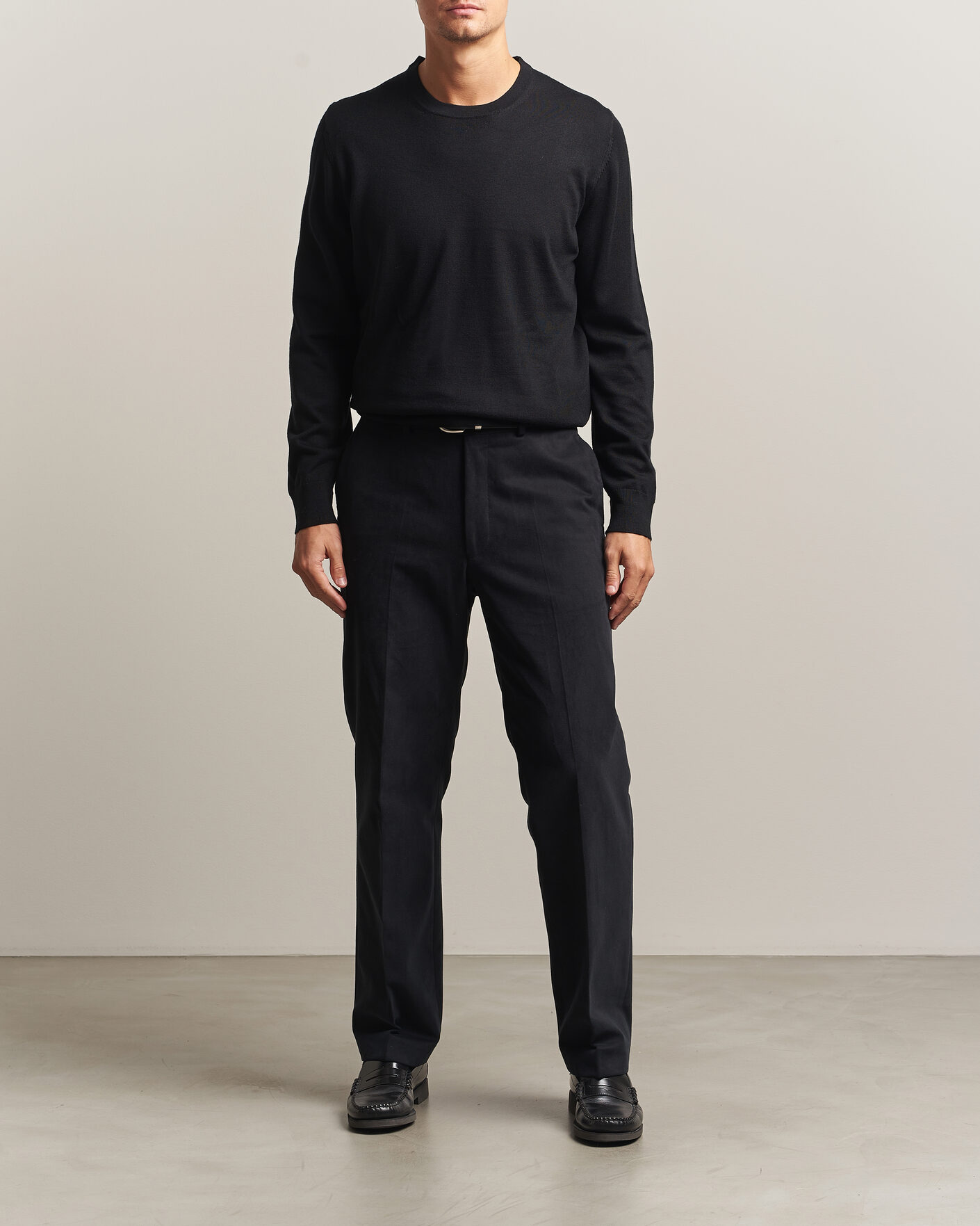 Men | Sweaters & Knitwear | Charles Tyrwhitt | Pure Merino Crew Neck Jumper Black