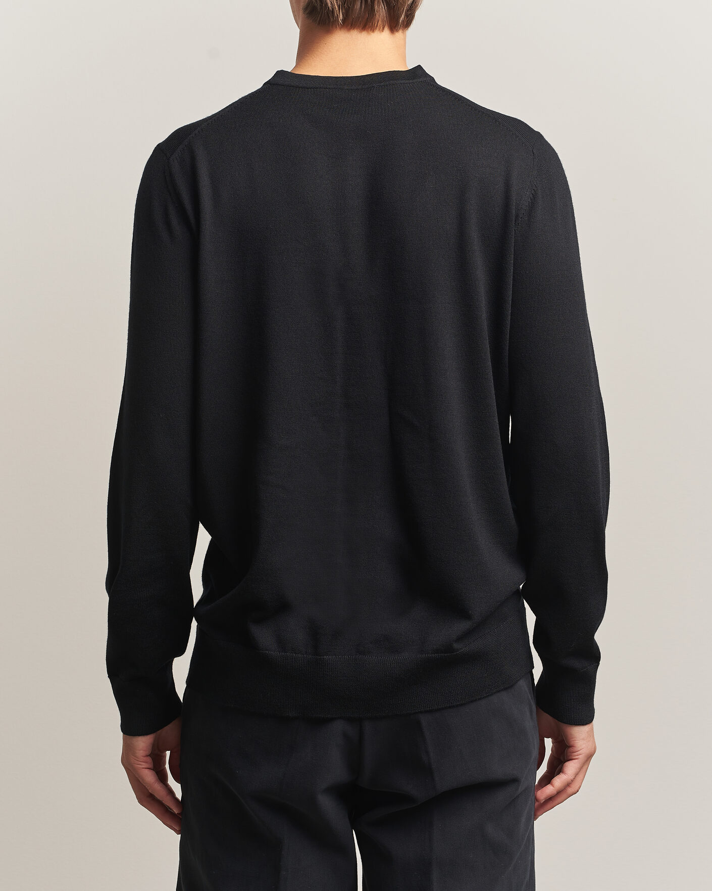 Men | Sweaters & Knitwear | Charles Tyrwhitt | Pure Merino Crew Neck Jumper Black