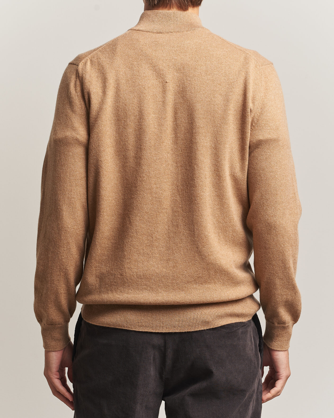 Men | Sweaters & Knitwear | Charles Tyrwhitt | Pure Cashmere Zip Neck Jumper Tan