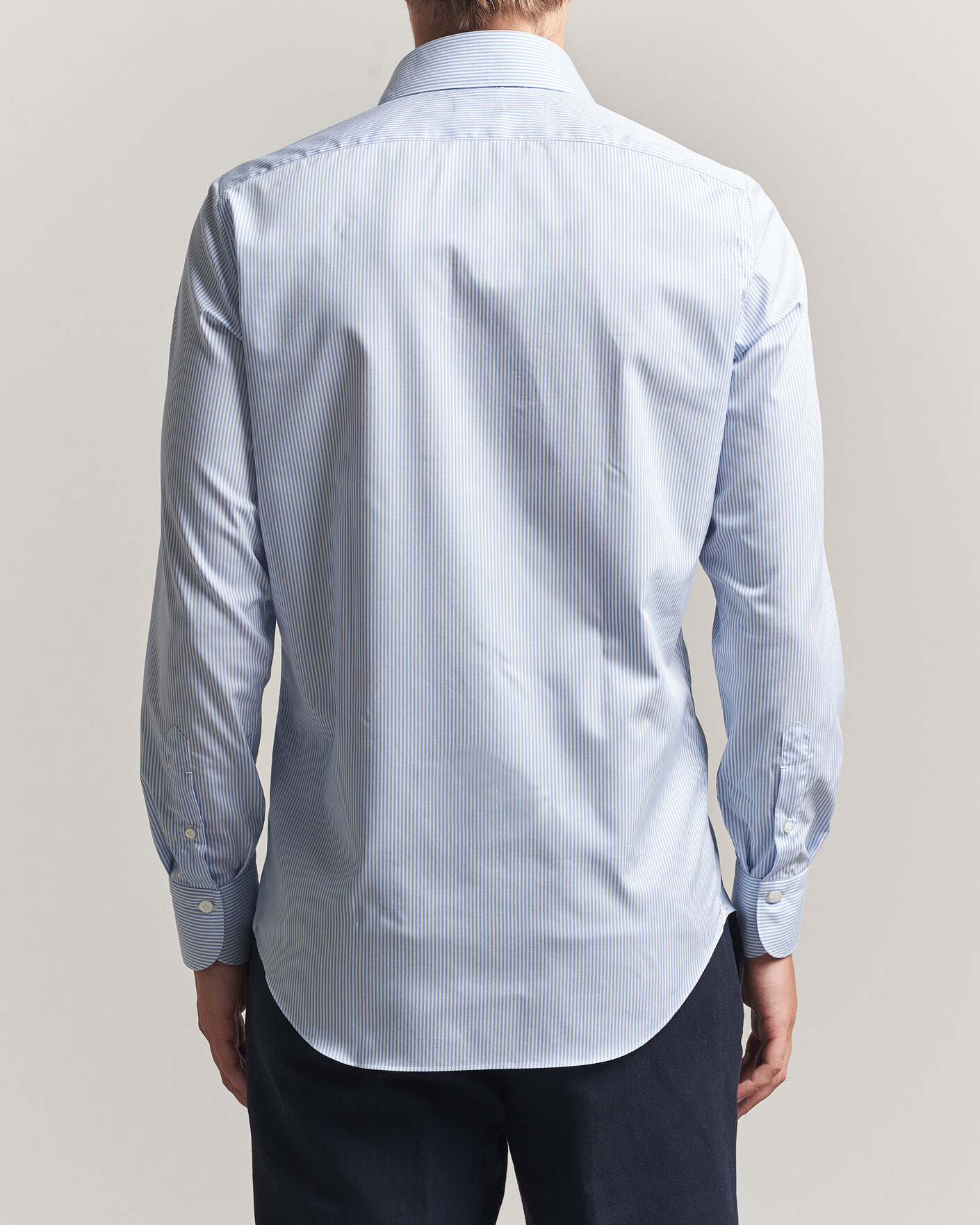 Men | Shirts | Finamore Napoli | Milano Slim Traveller Cotton Shirt Blue Stripe
