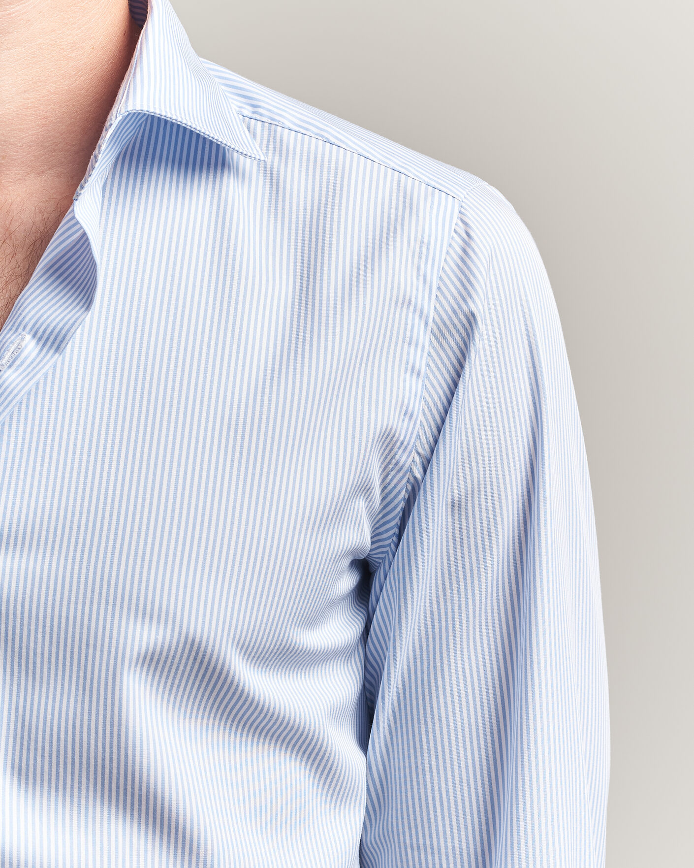 Men | Shirts | Finamore Napoli | Milano Slim Traveller Cotton Shirt Blue Stripe
