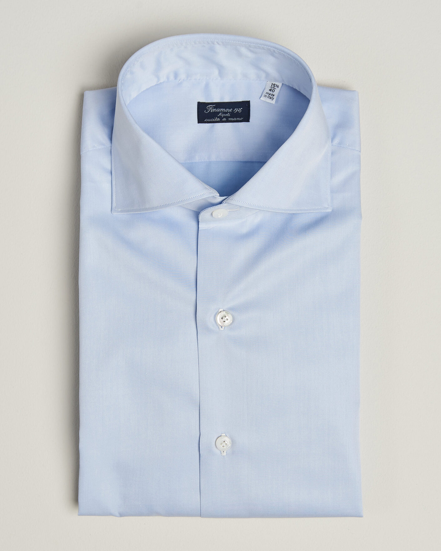 Men | Shirts | Finamore Napoli | Milano Slim Traveller Cotton Shirt Light Blue