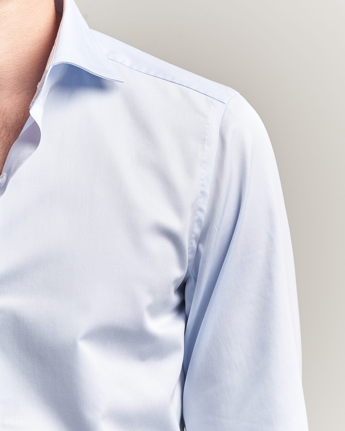 Men | Shirts | Finamore Napoli | Milano Slim Traveller Cotton Shirt Light Blue