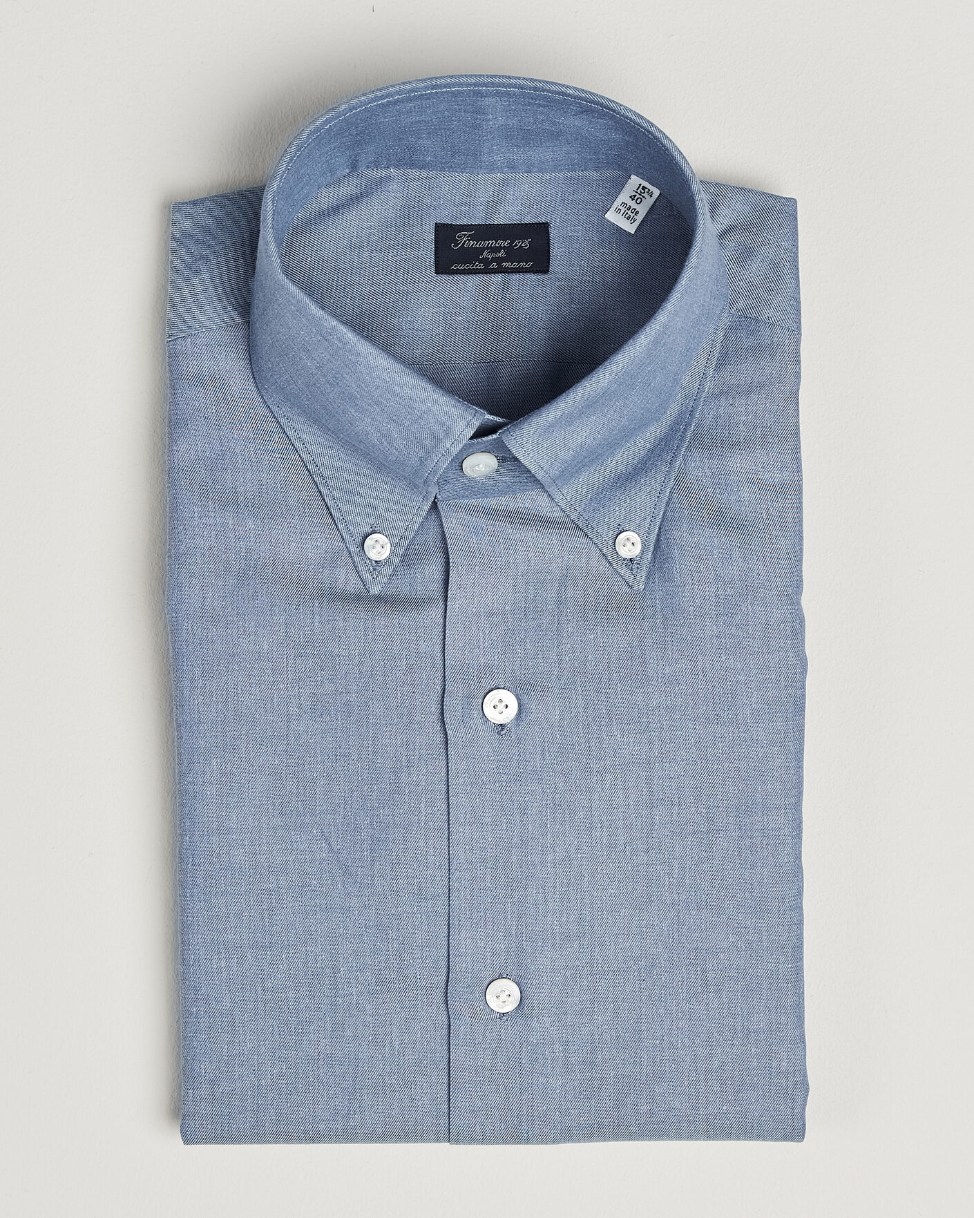 Men | Shirts | Finamore Napoli | Milano Slim Cashmere BD Shirt Light Blue