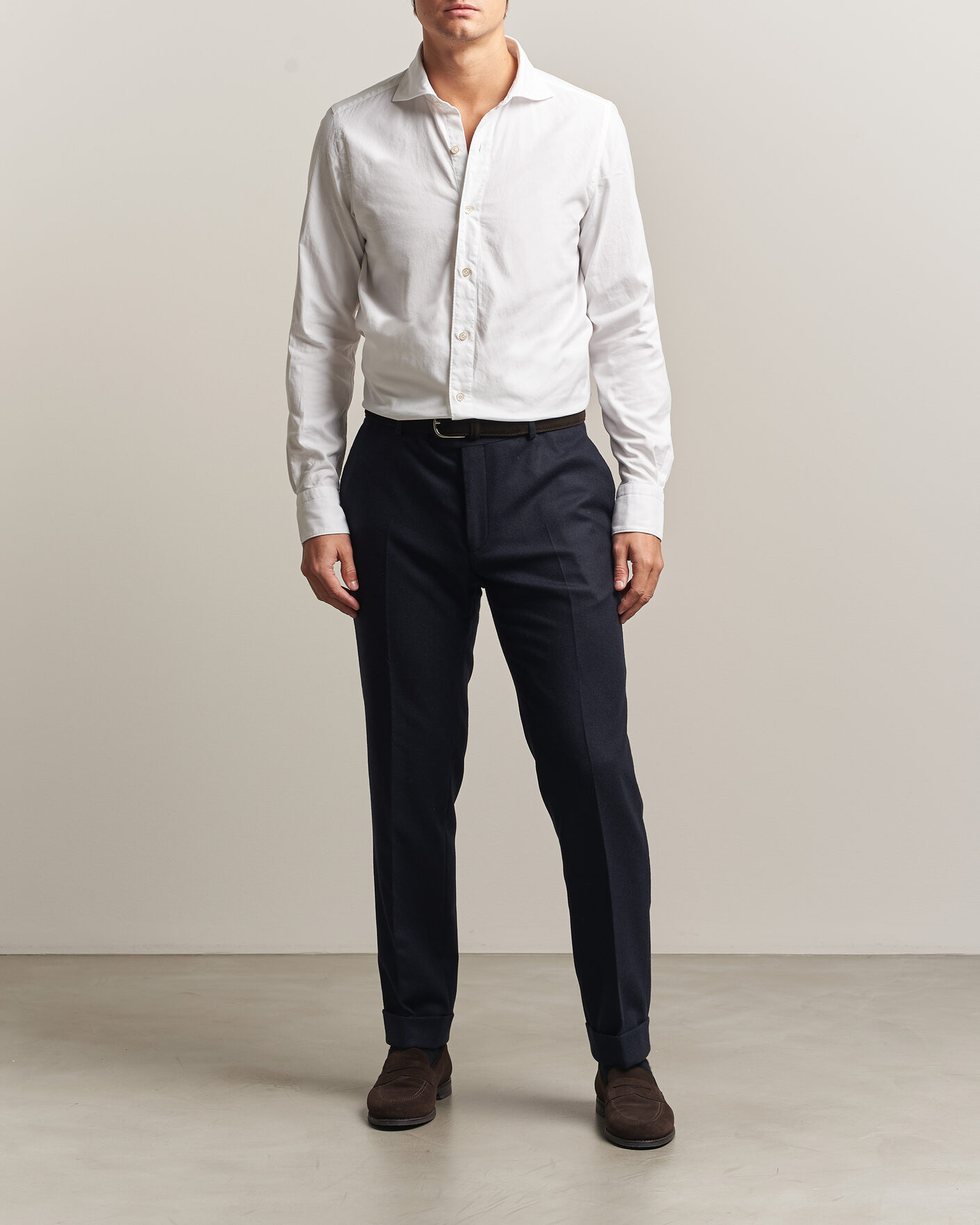 Men | Shirts | Finamore Napoli | Gaeta Flannel Sport Shirt White