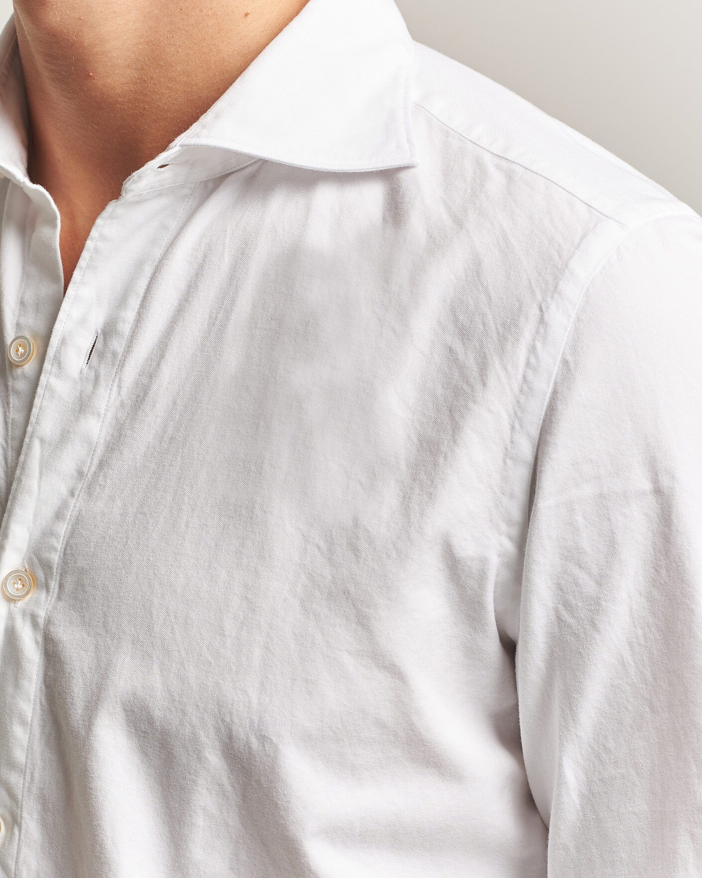 Men | Shirts | Finamore Napoli | Gaeta Flannel Sport Shirt White