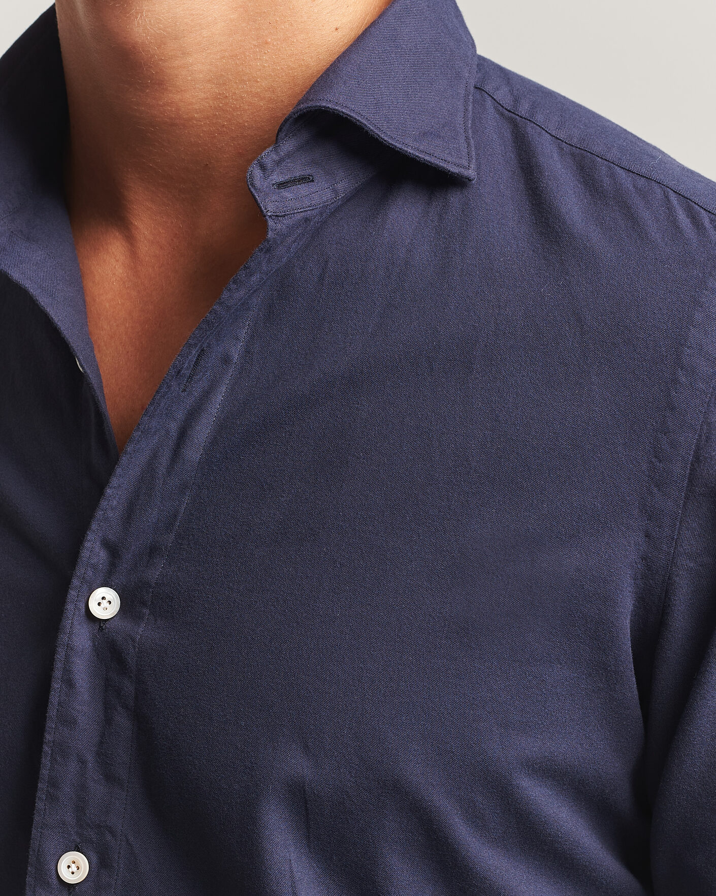 Men | Shirts | Finamore Napoli | Gaeta Flannel Sport Shirt Navy