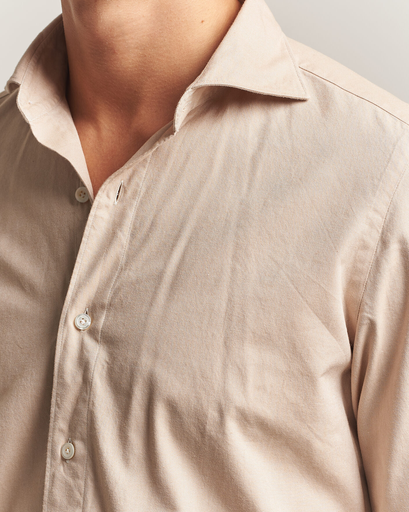 Men | Shirts | Finamore Napoli | Gaeta Flannel Sport Shirt Beige