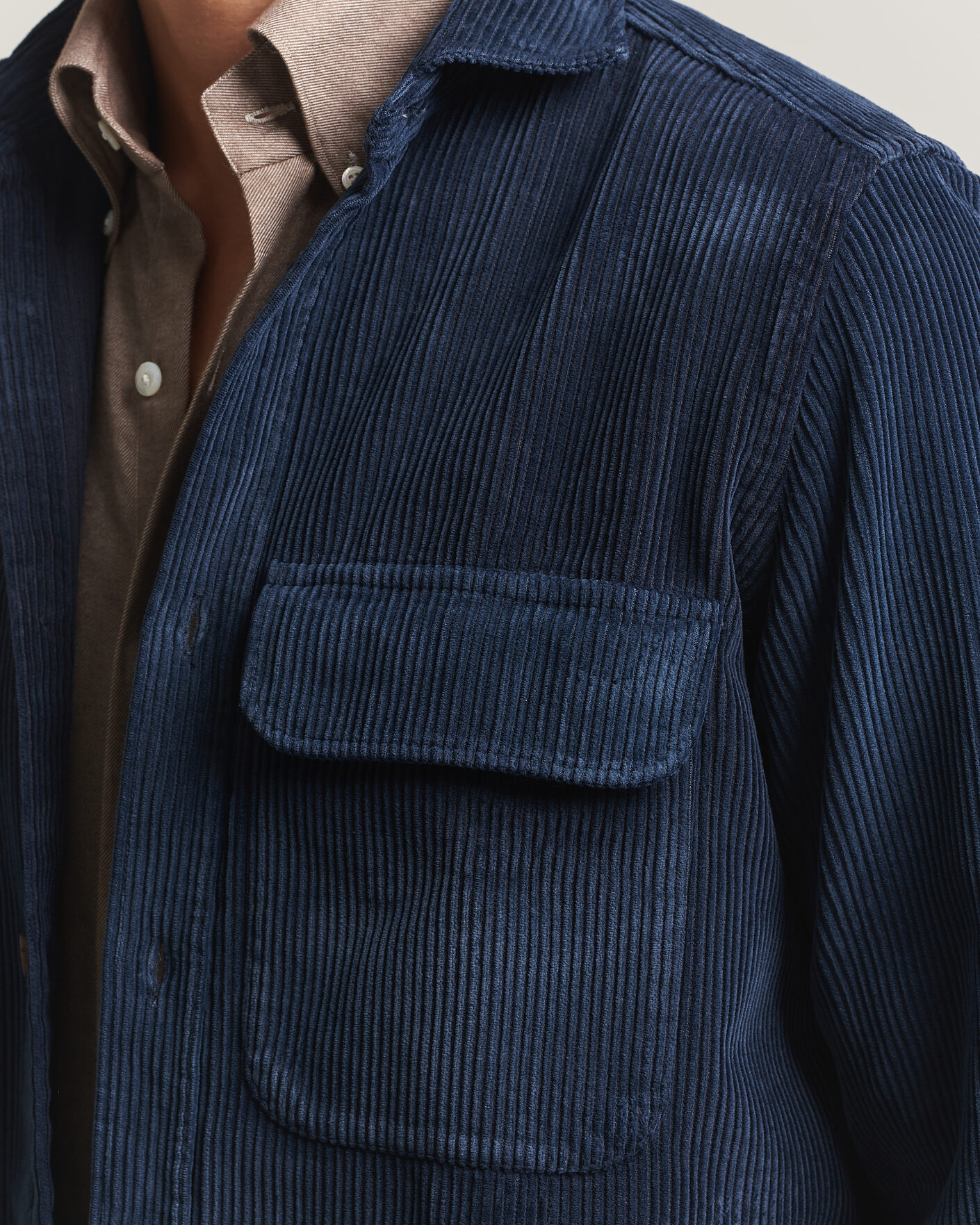 Men | Shirts | Finamore Napoli | Garment Dyed Corduroy Overshirt Navy