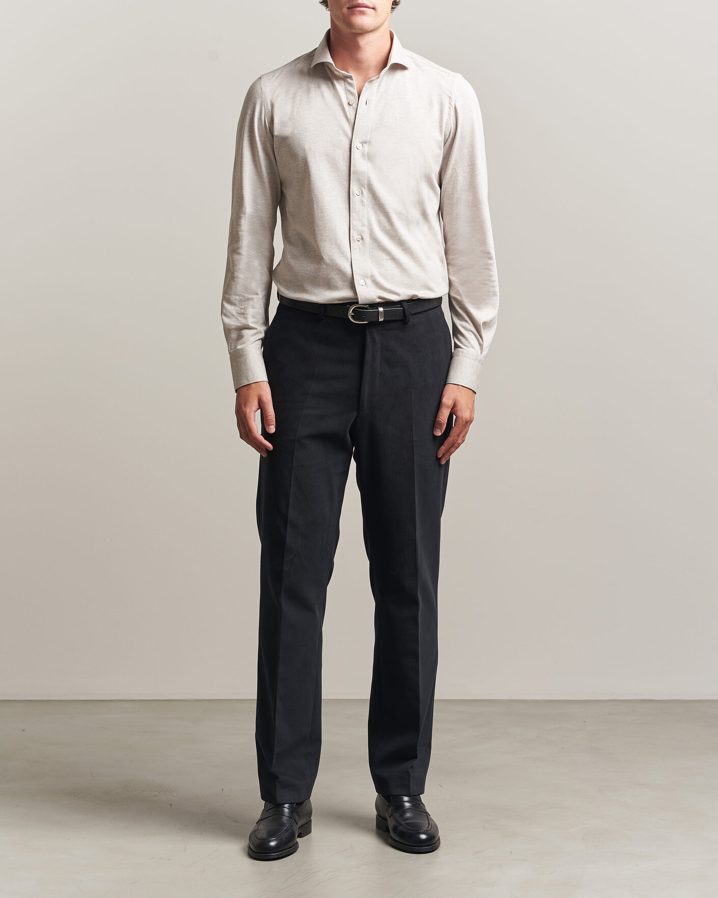 Men | Shirts | Finamore Napoli | Cotton/Cashmere Jersey Shirt Beige