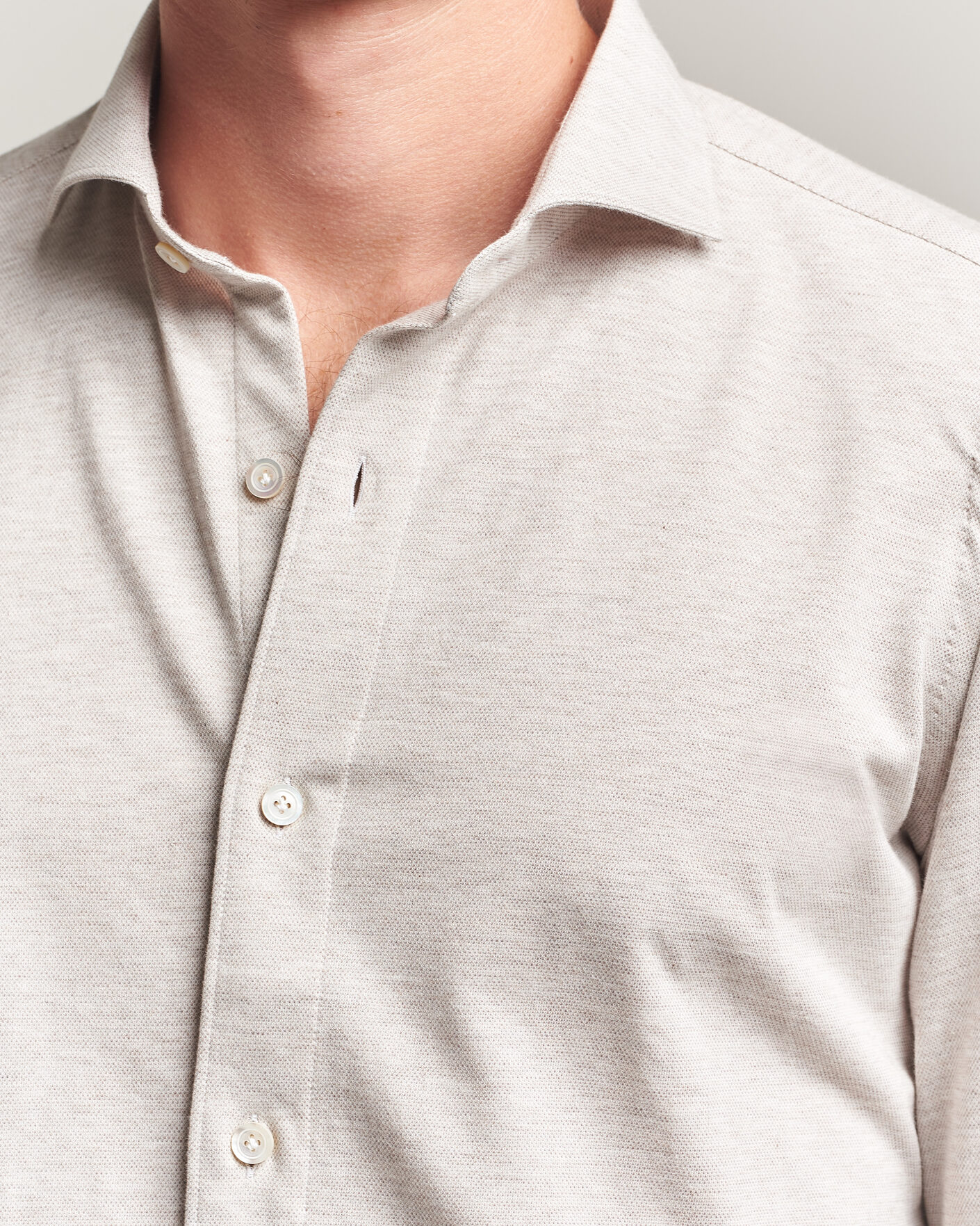 Men | Shirts | Finamore Napoli | Cotton/Cashmere Jersey Shirt Beige