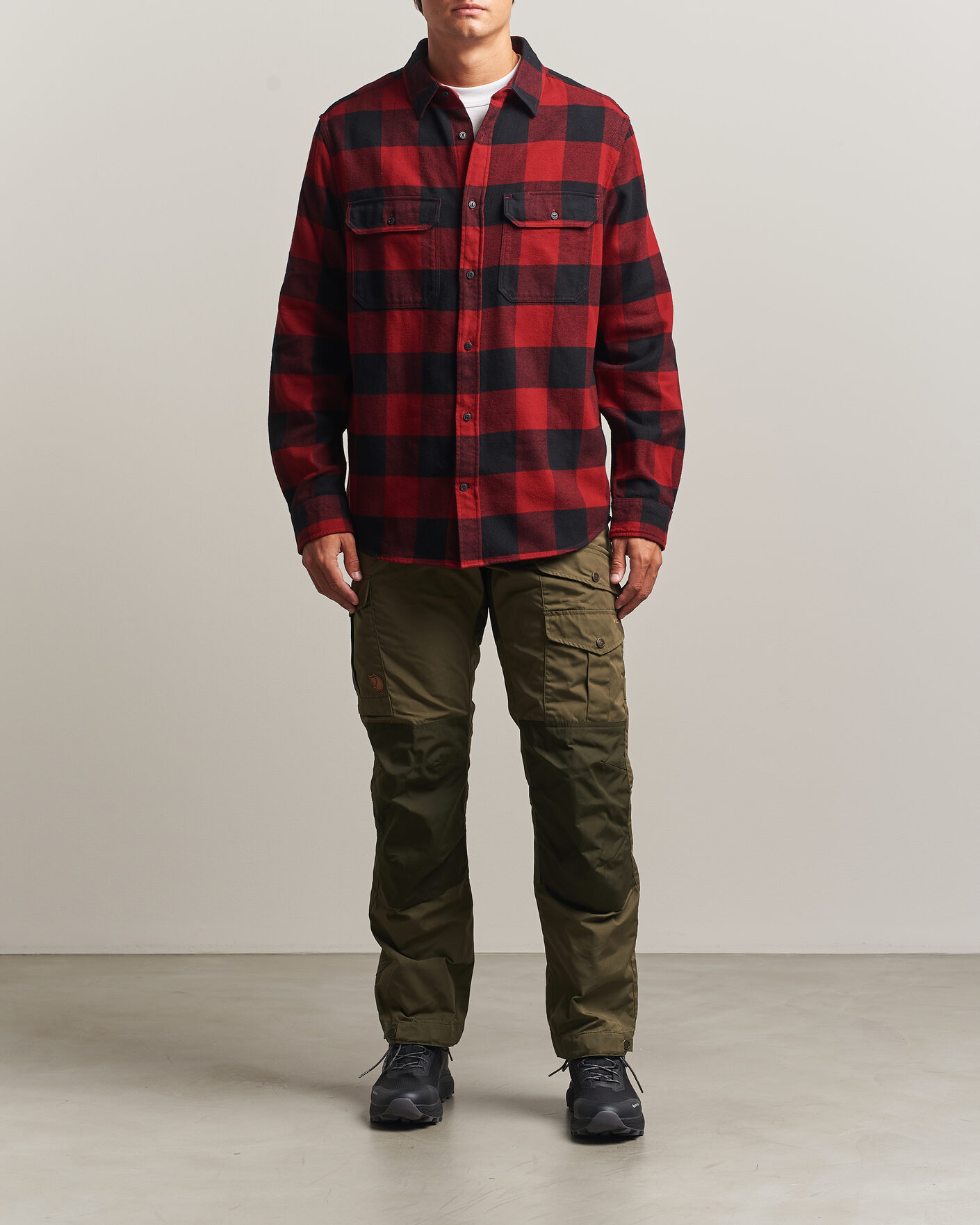 Men | Shirts | Fjällräven | Övik Heavy Flannel Shirt Red/Black