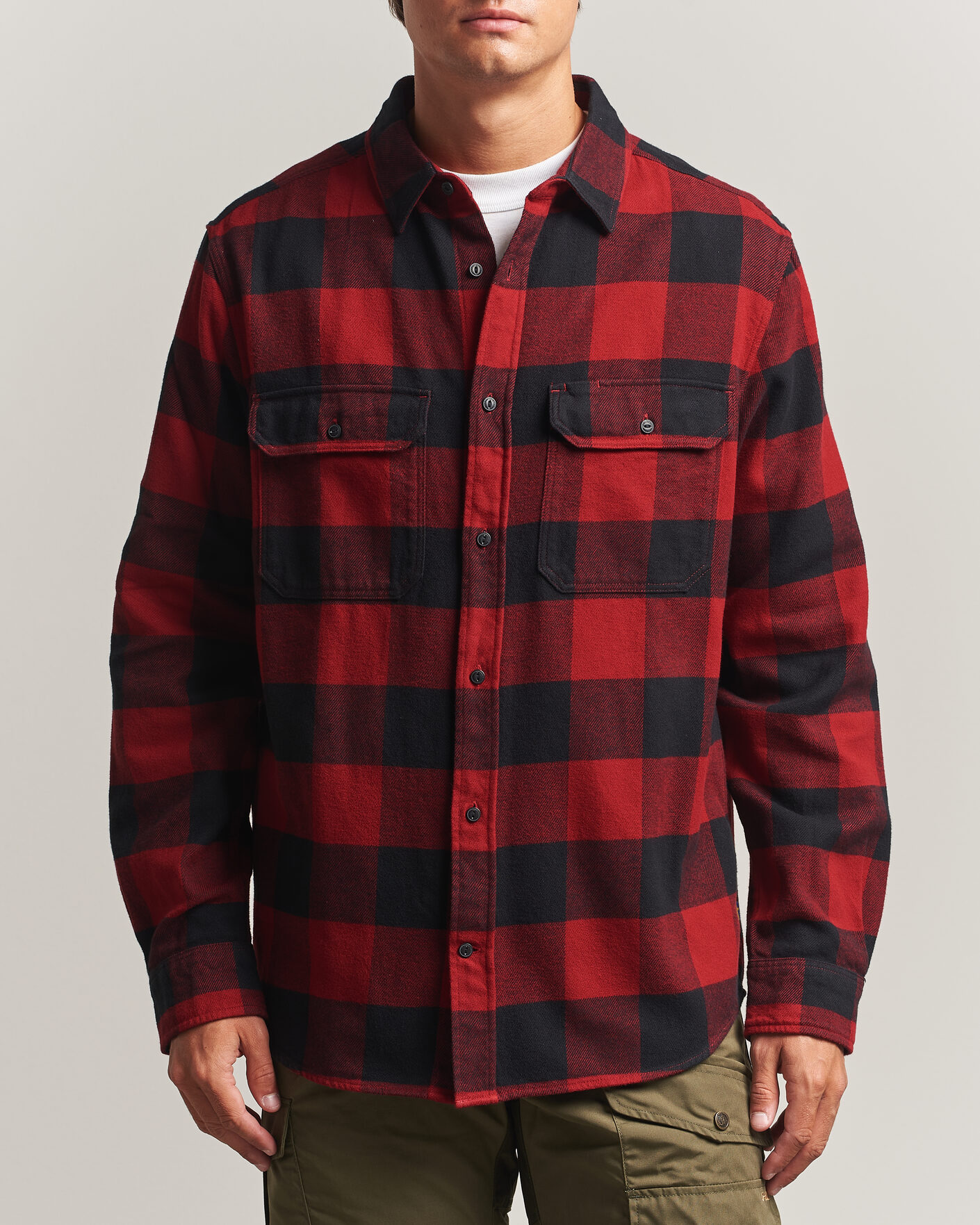 Men | Shirts | Fjällräven | Övik Heavy Flannel Shirt Red/Black