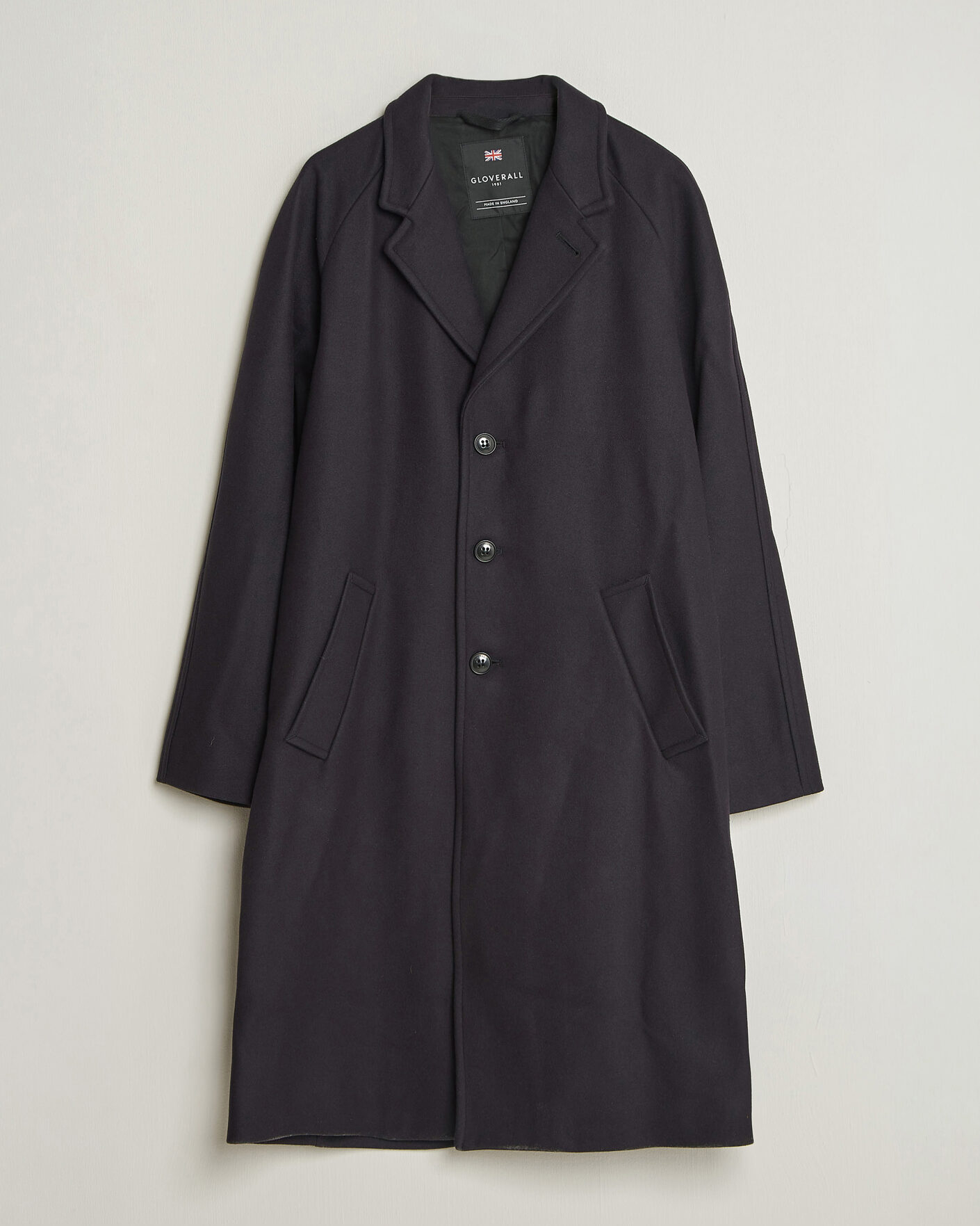 Men | Coats & Jackets | Gloverall | Chesterfield Wool/Cashmere Refined Coat Navy