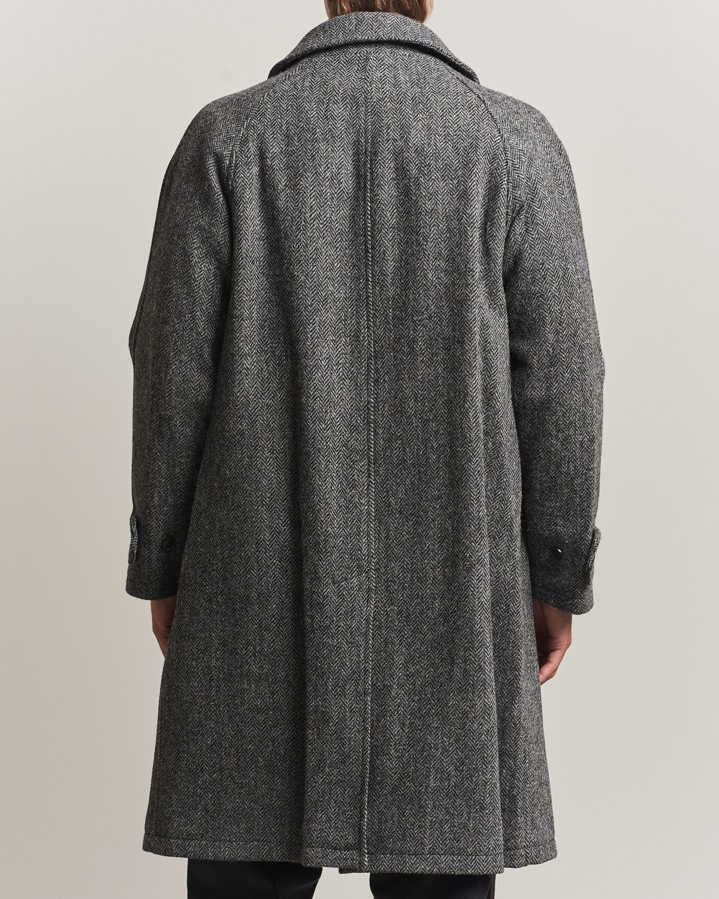Men | Coats & Jackets | Gloverall | Hynes Harris Tweed Coat Charcoal Herringbone