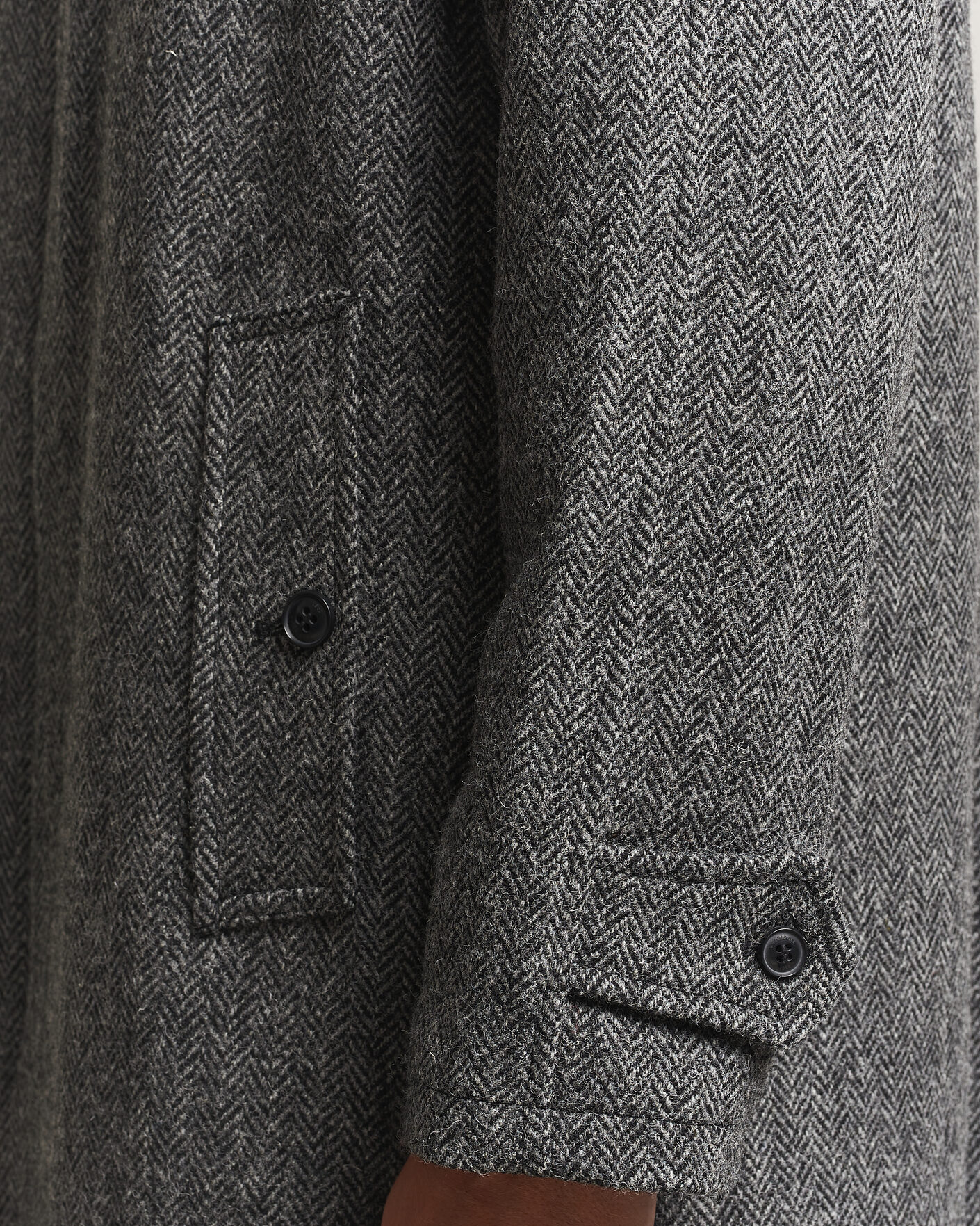 Men | Coats & Jackets | Gloverall | Hynes Harris Tweed Coat Charcoal Herringbone