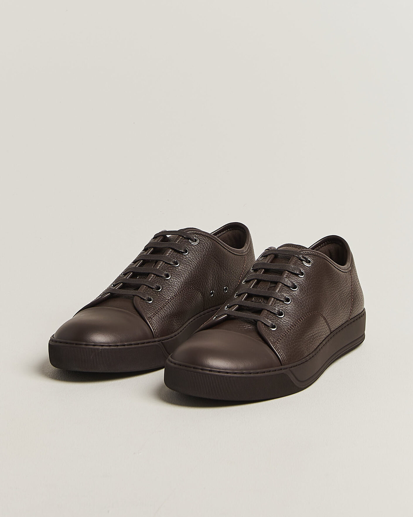 Men | Sneakers | Lanvin | DBB1 Grain Leather Cap Toe Sneaker Brown