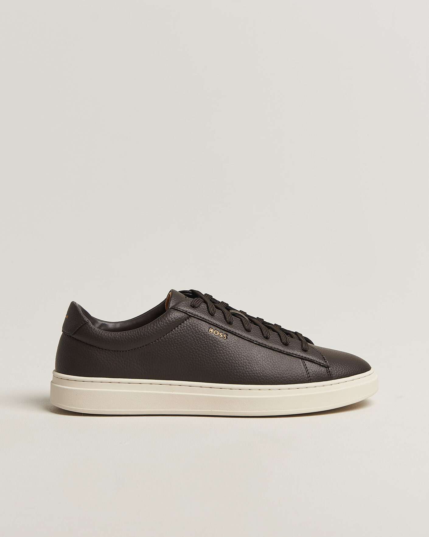 Men | Sneakers | BOSS BLACK | Kieran Grained Leather Sneaker Dark Brown