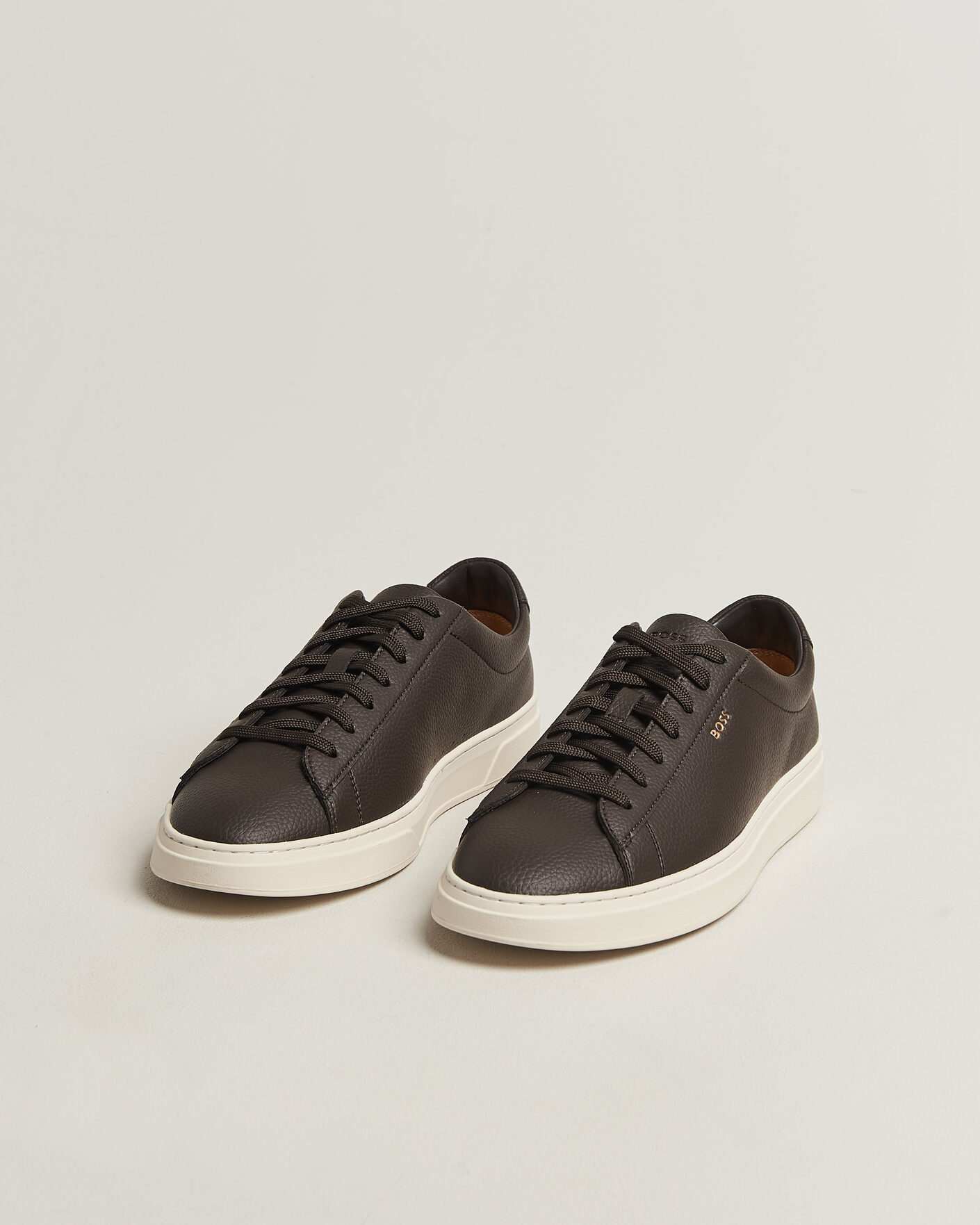 Men | Sneakers | BOSS BLACK | Kieran Grained Leather Sneaker Dark Brown