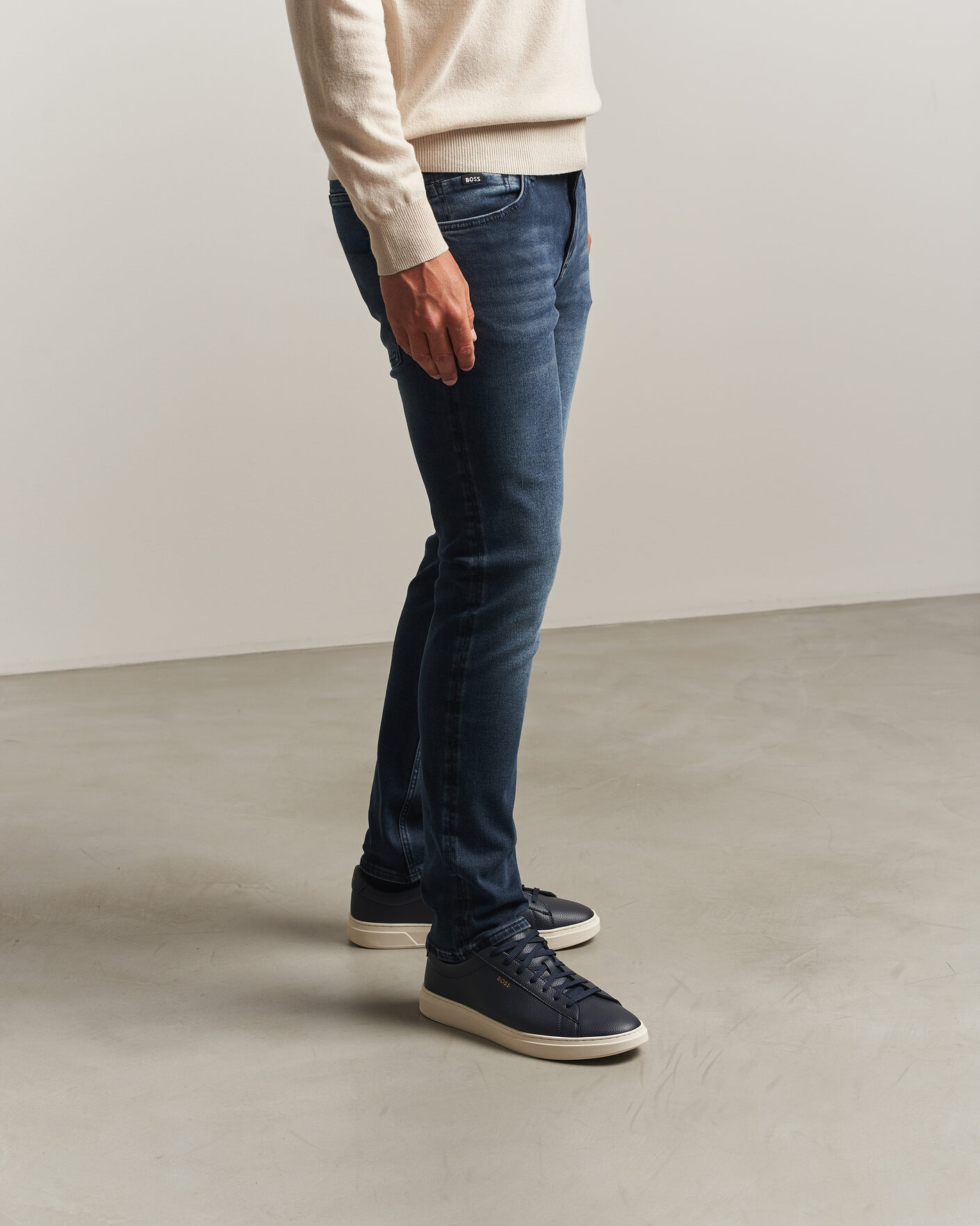 Men | Sneakers | BOSS BLACK | Kieran Grained Leather Sneaker Dark Blue