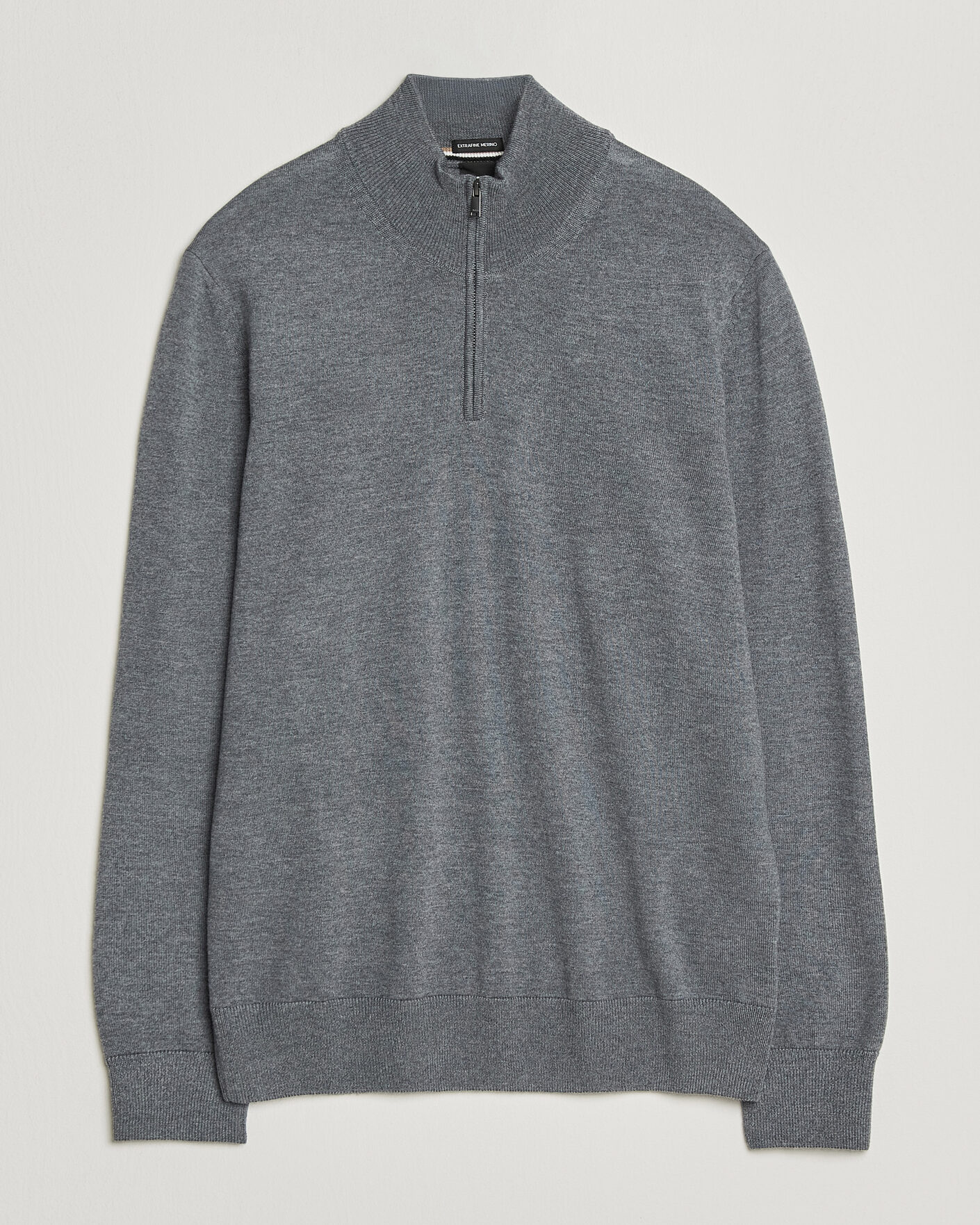 Men | Sweaters & Knitwear | BOSS BLACK | Ebenji Merino Knitted Half Zip Medium Grey