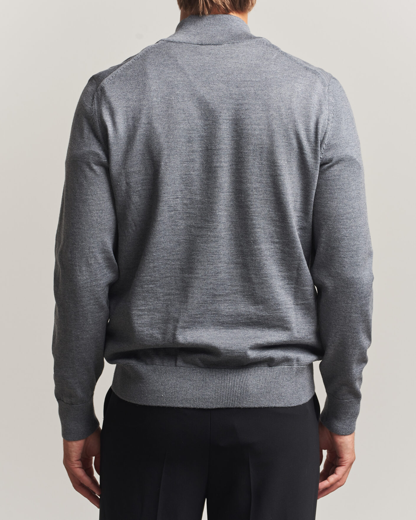 Men | Sweaters & Knitwear | BOSS BLACK | Ebenji Merino Knitted Half Zip Medium Grey