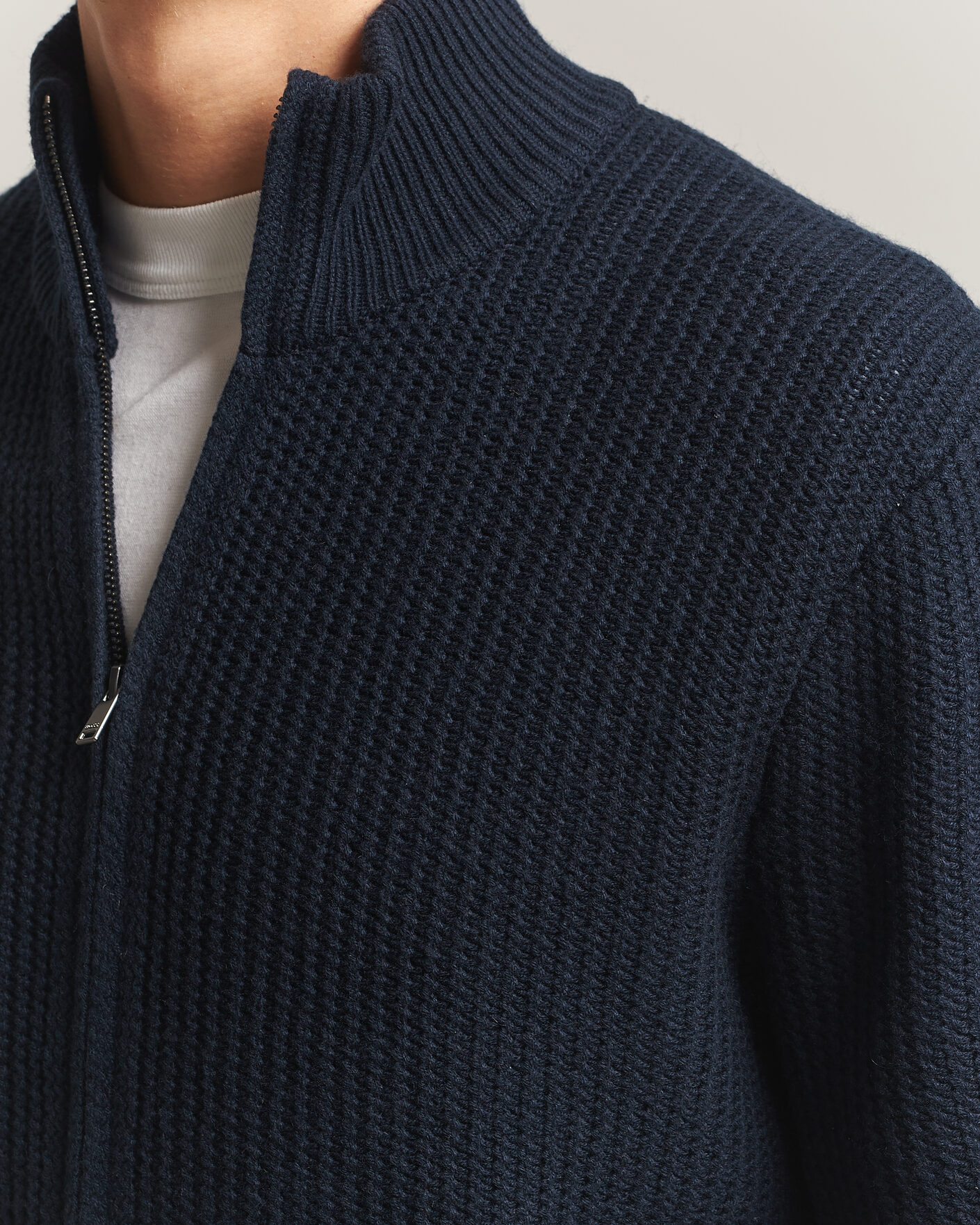 Men | Sweaters & Knitwear | BOSS BLACK | Fiocco Wool/Cashmere Full Zip Dark Blue