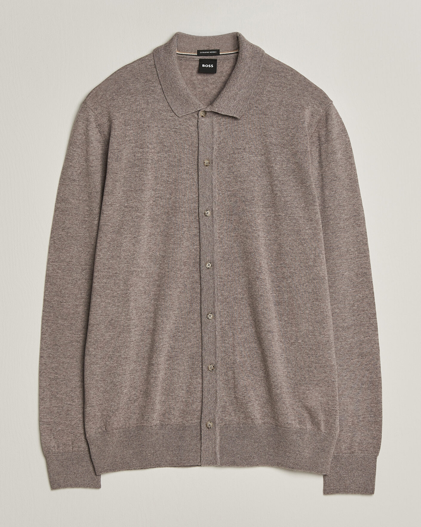 Men | Sweaters & Knitwear | BOSS BLACK | Helbert Merino Knitted Cardigan Open Brown
