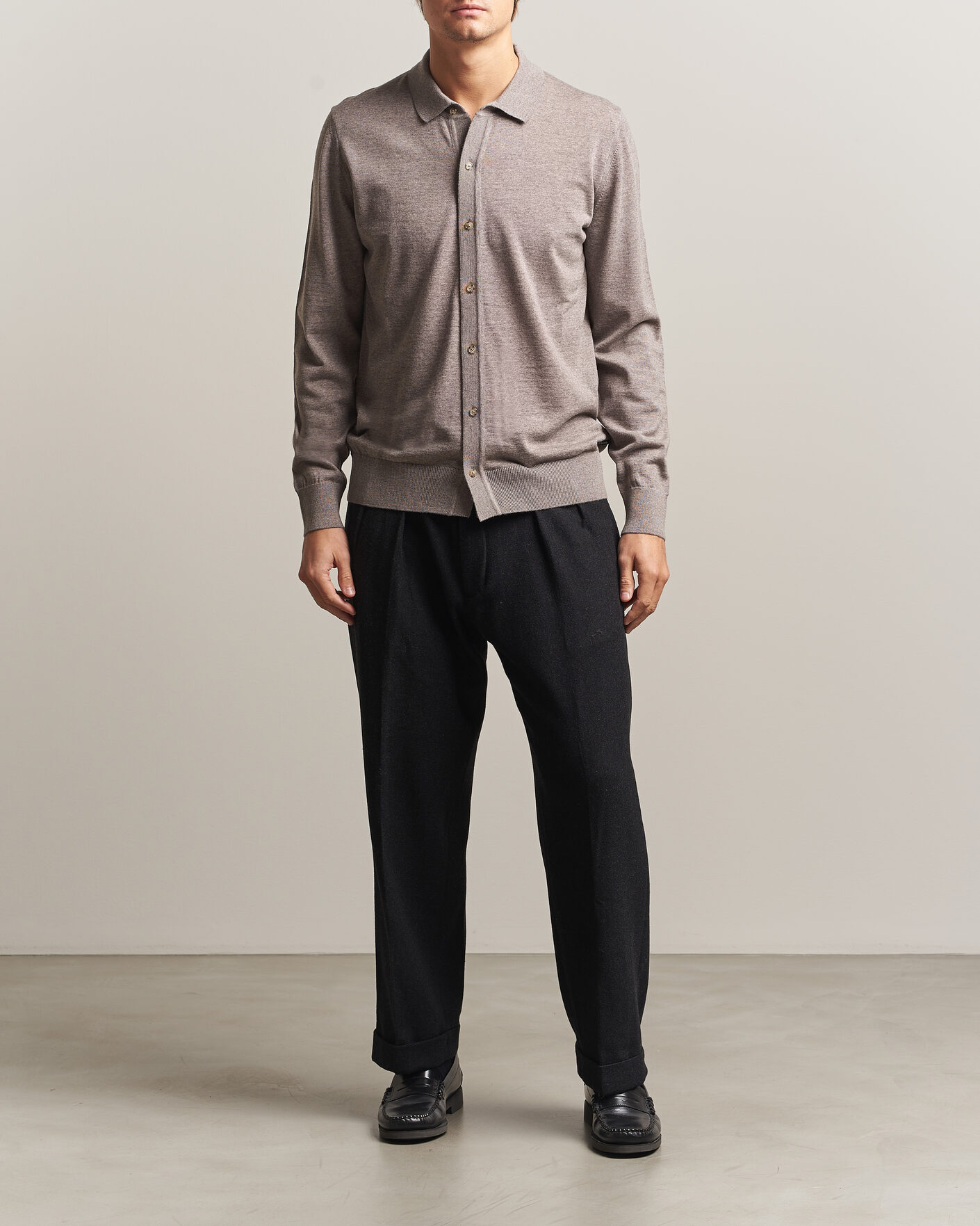 Men | Sweaters & Knitwear | BOSS BLACK | Helbert Merino Knitted Cardigan Open Brown