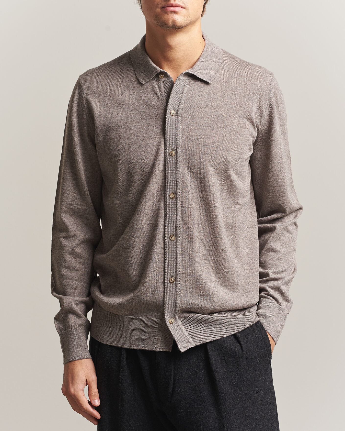 Men | Sweaters & Knitwear | BOSS BLACK | Helbert Merino Knitted Cardigan Open Brown