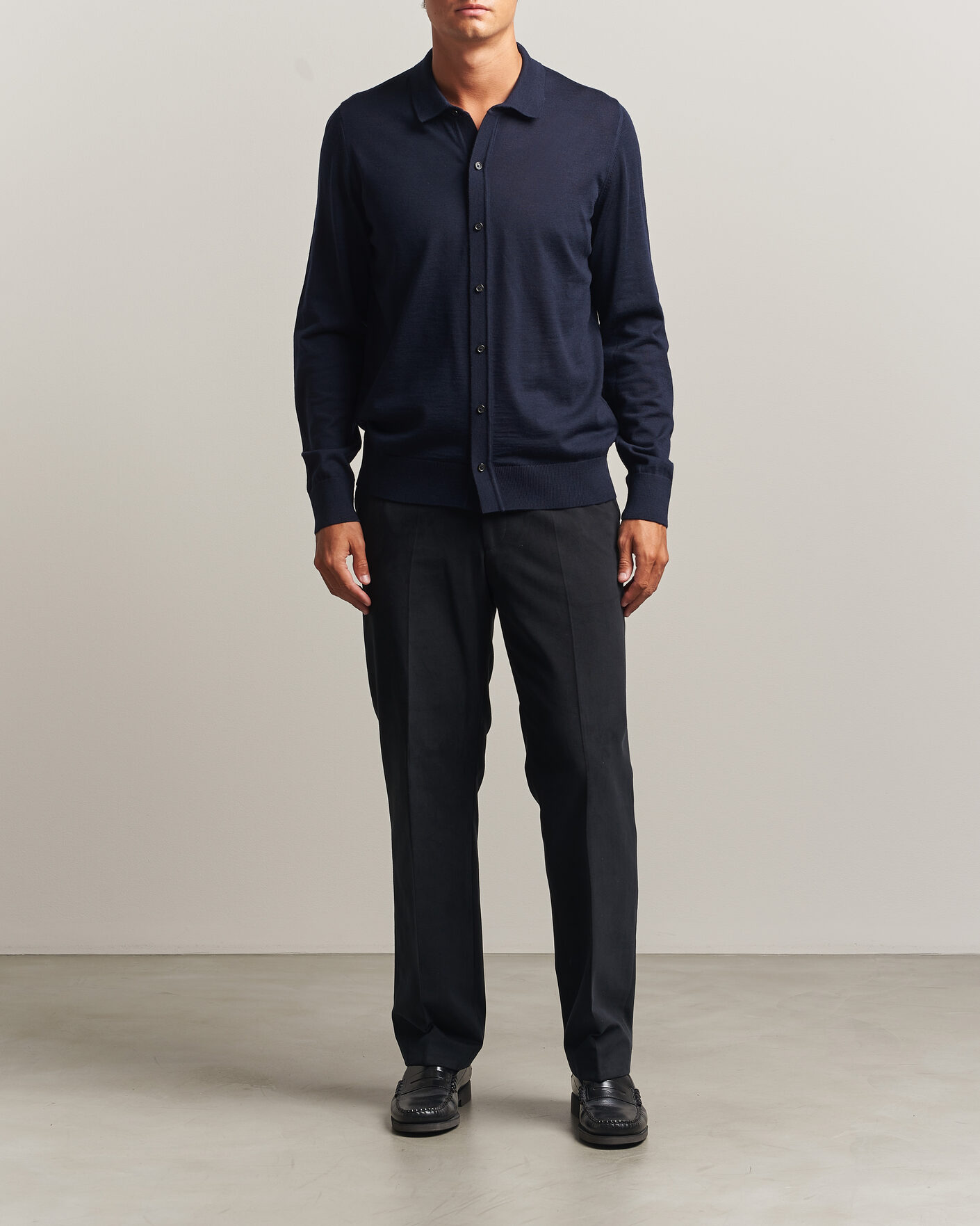 Men | Sweaters & Knitwear | BOSS BLACK | Helbert Merino Knitted Cardigan Dark Blue