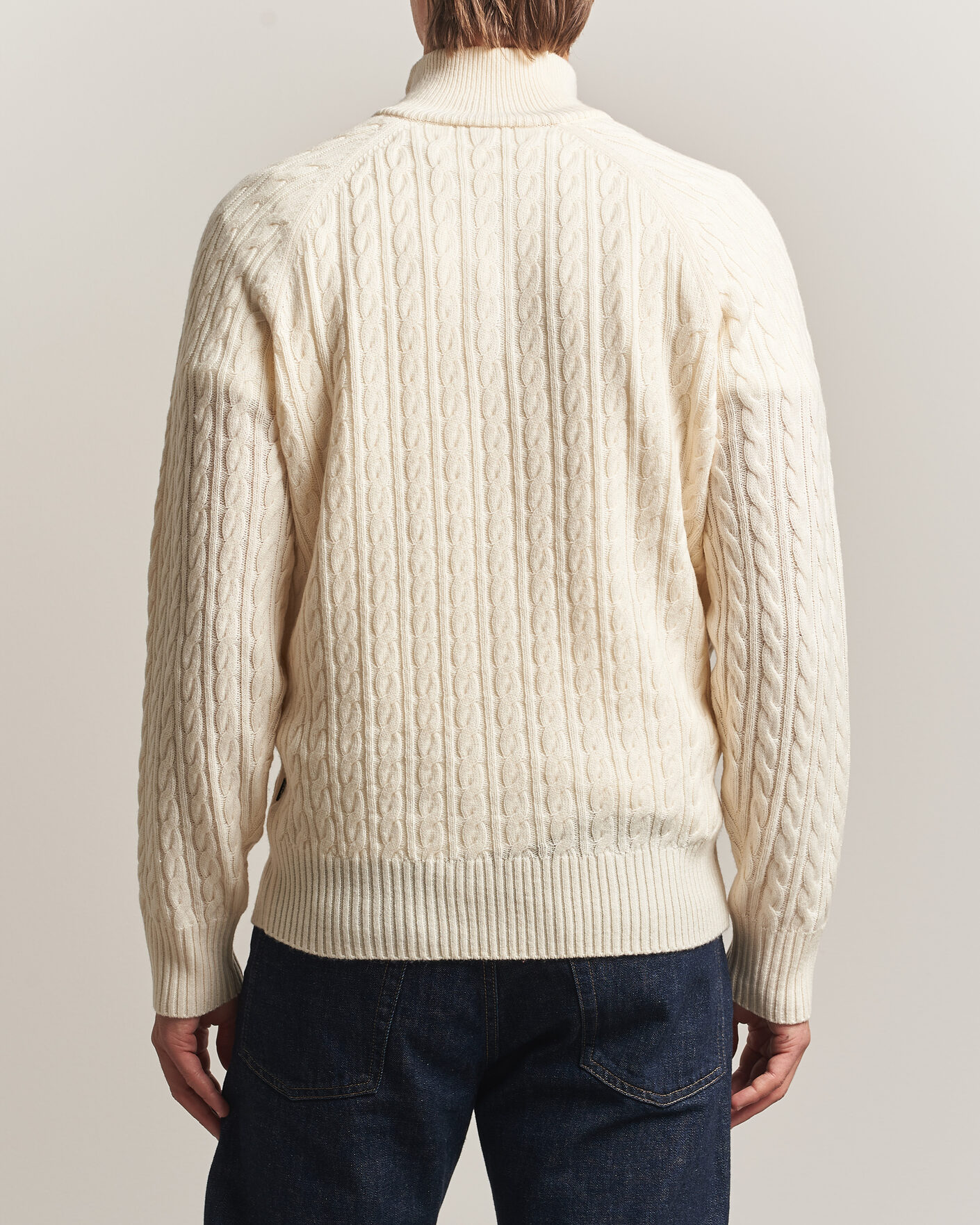 Men | Sweaters & Knitwear | BOSS BLACK | Furore Wool/Cashmere Cable Half Zip Open White