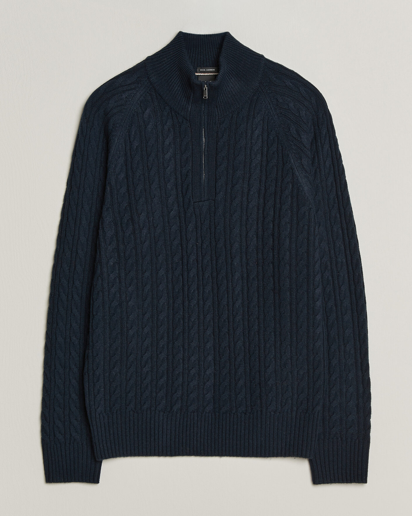 Men | Sweaters & Knitwear | BOSS BLACK | Furore Wool/Cashmere Cable Half Zip Dark Blue