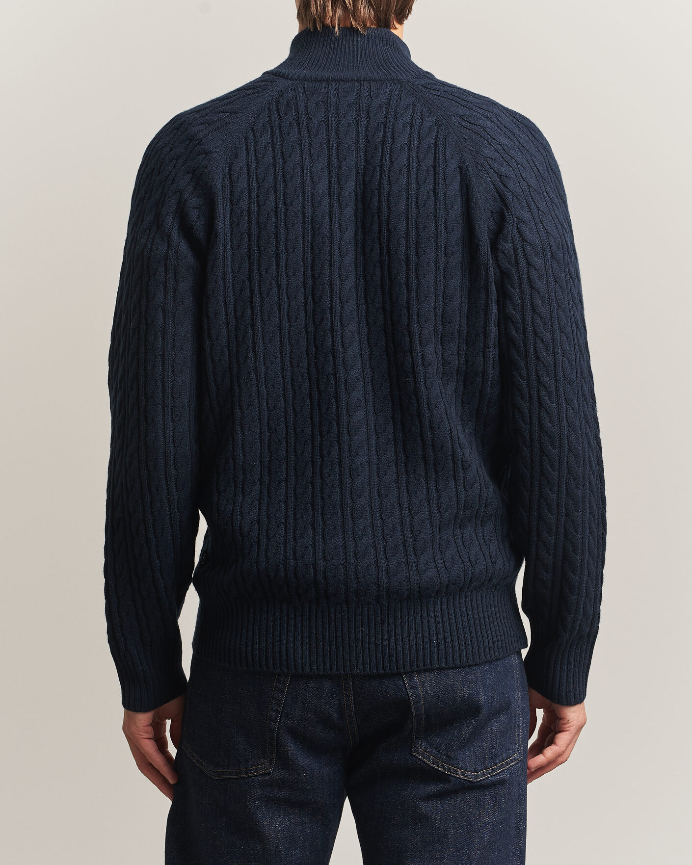 Men | Sweaters & Knitwear | BOSS BLACK | Furore Wool/Cashmere Cable Half Zip Dark Blue