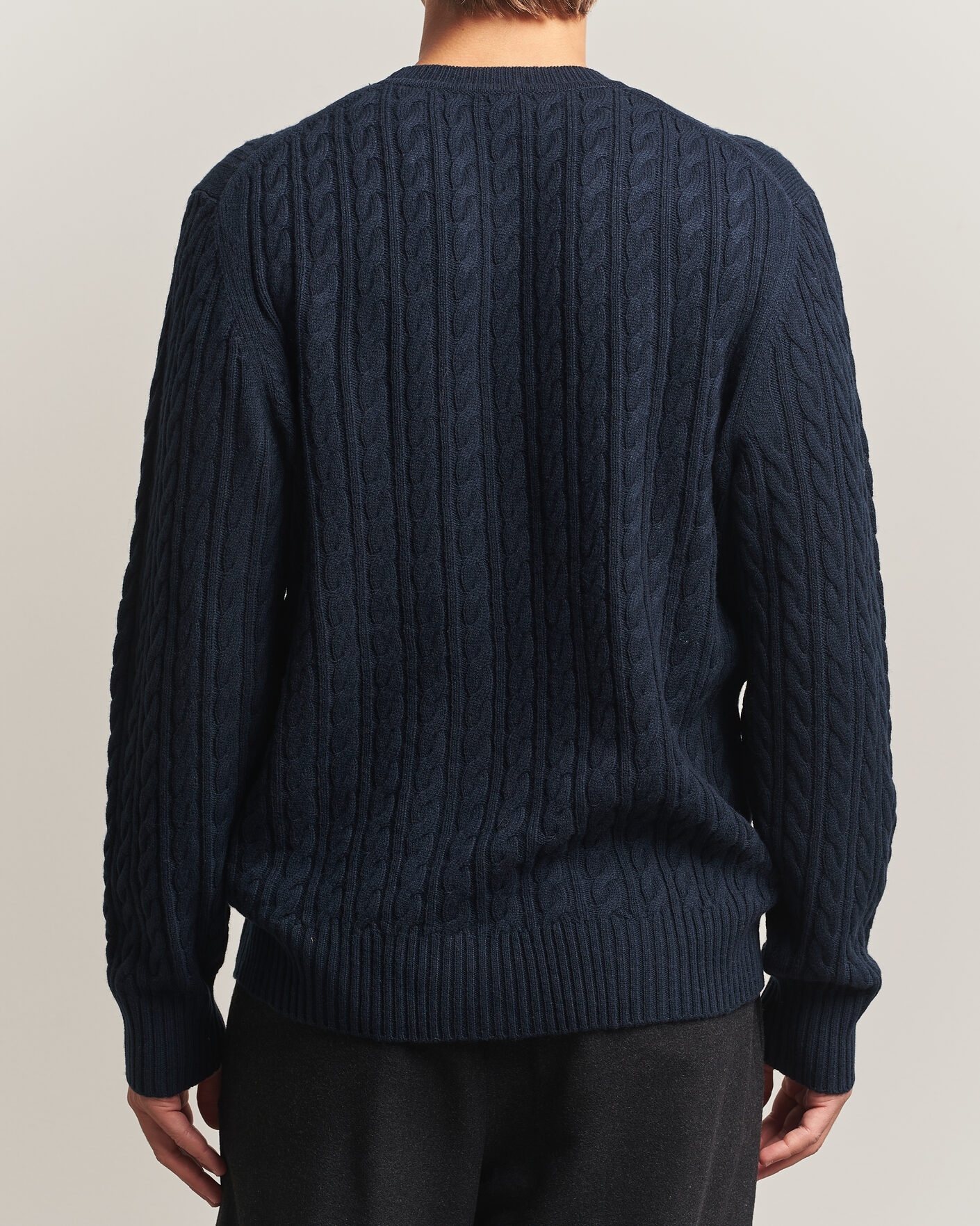 Men | Sweaters & Knitwear | BOSS BLACK | Furlan Wool/Cashmere Cable Crew Neck Dark Blue