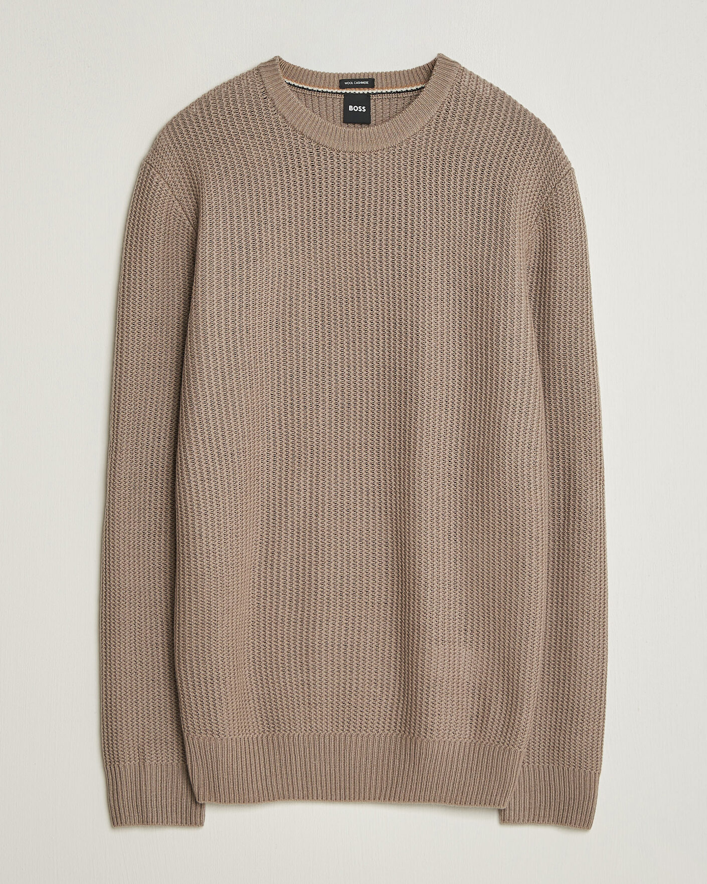 Men | Sweaters & Knitwear | BOSS BLACK | Fiocchetto Wool/Cashmere Crew Neck Open Brown
