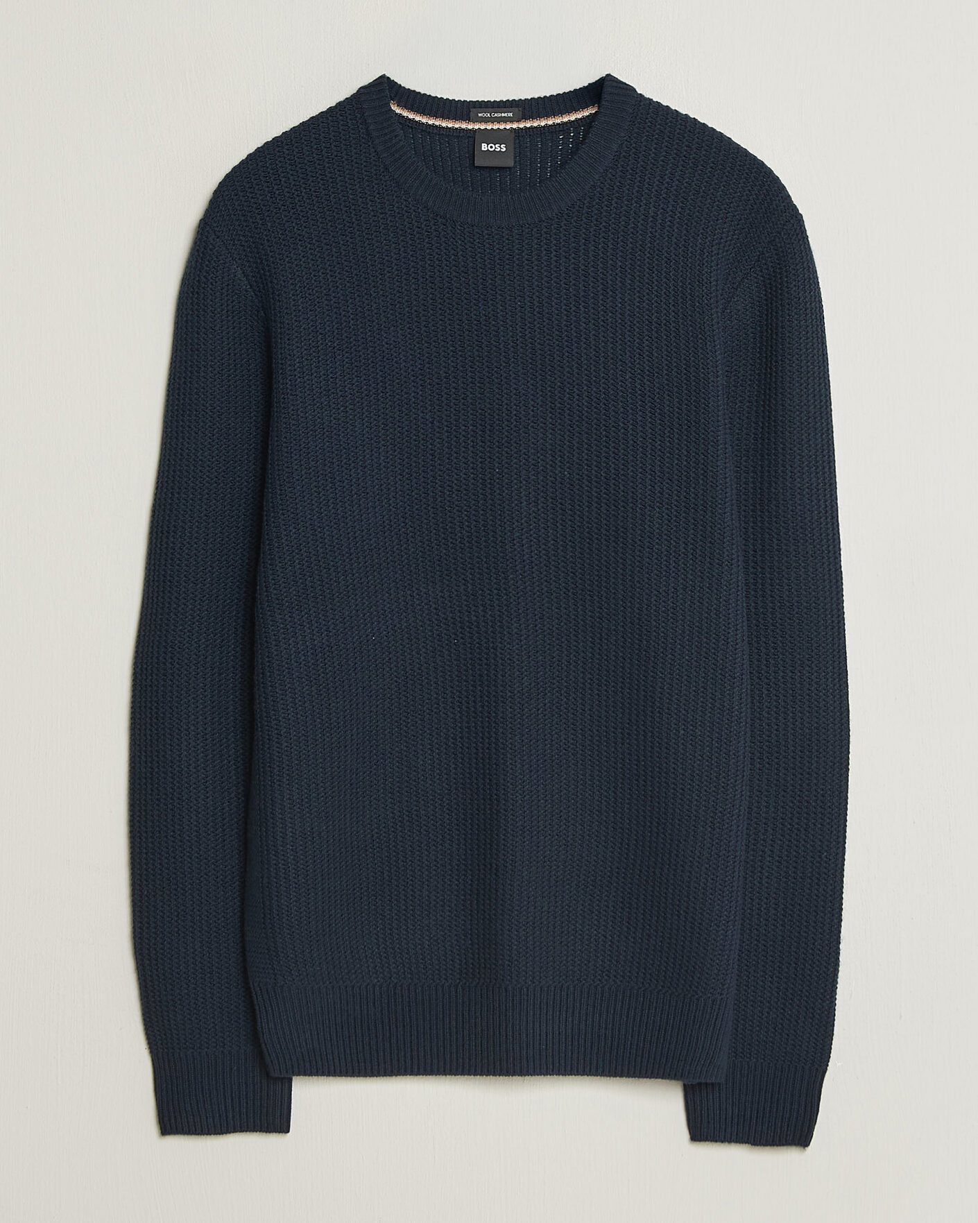 Men | Sweaters & Knitwear | BOSS BLACK | Fiocchetto Wool/Cashmere Crew Neck Dark Blue