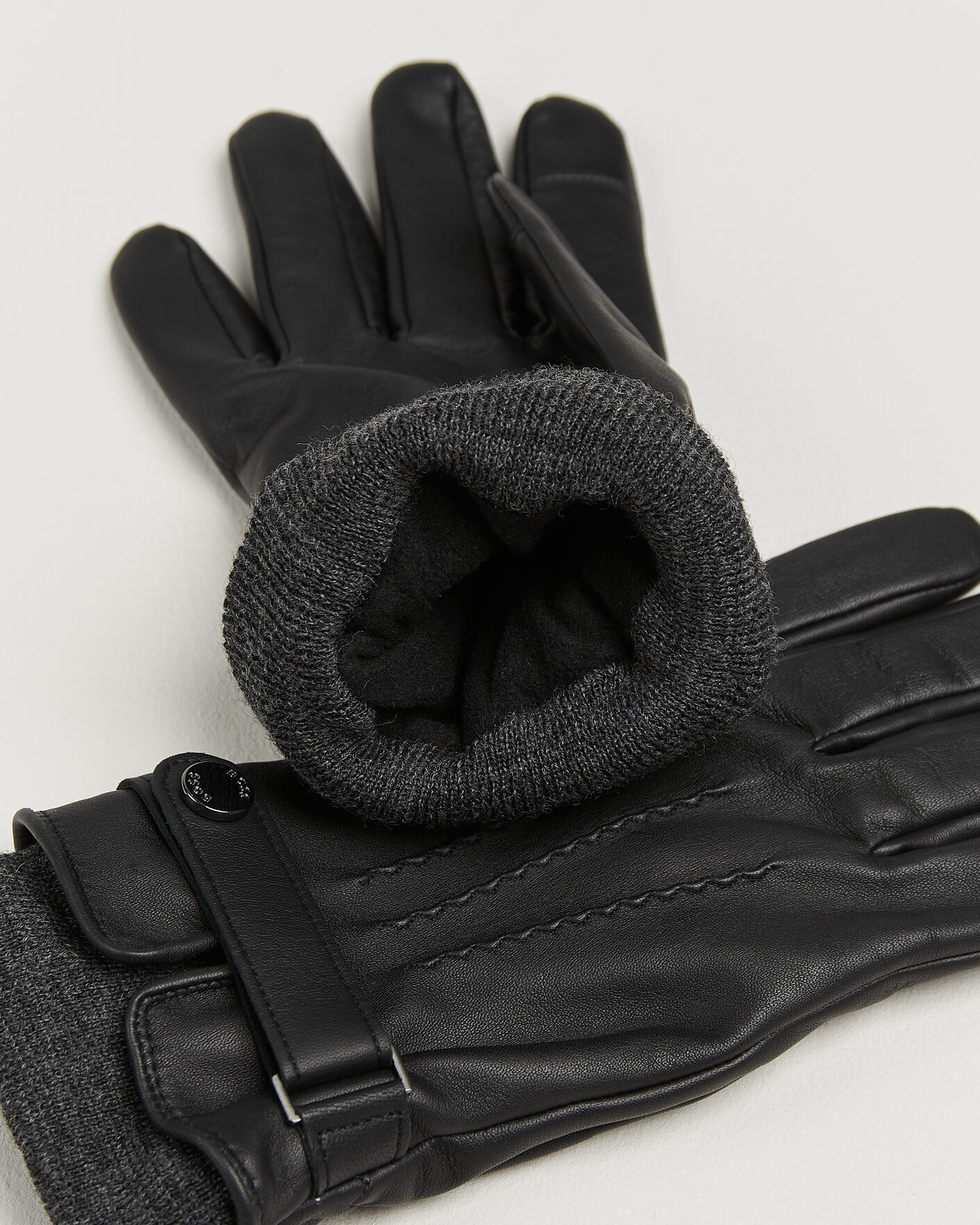 Men | Gloves | BOSS BLACK | Hyden Leather Glove Black