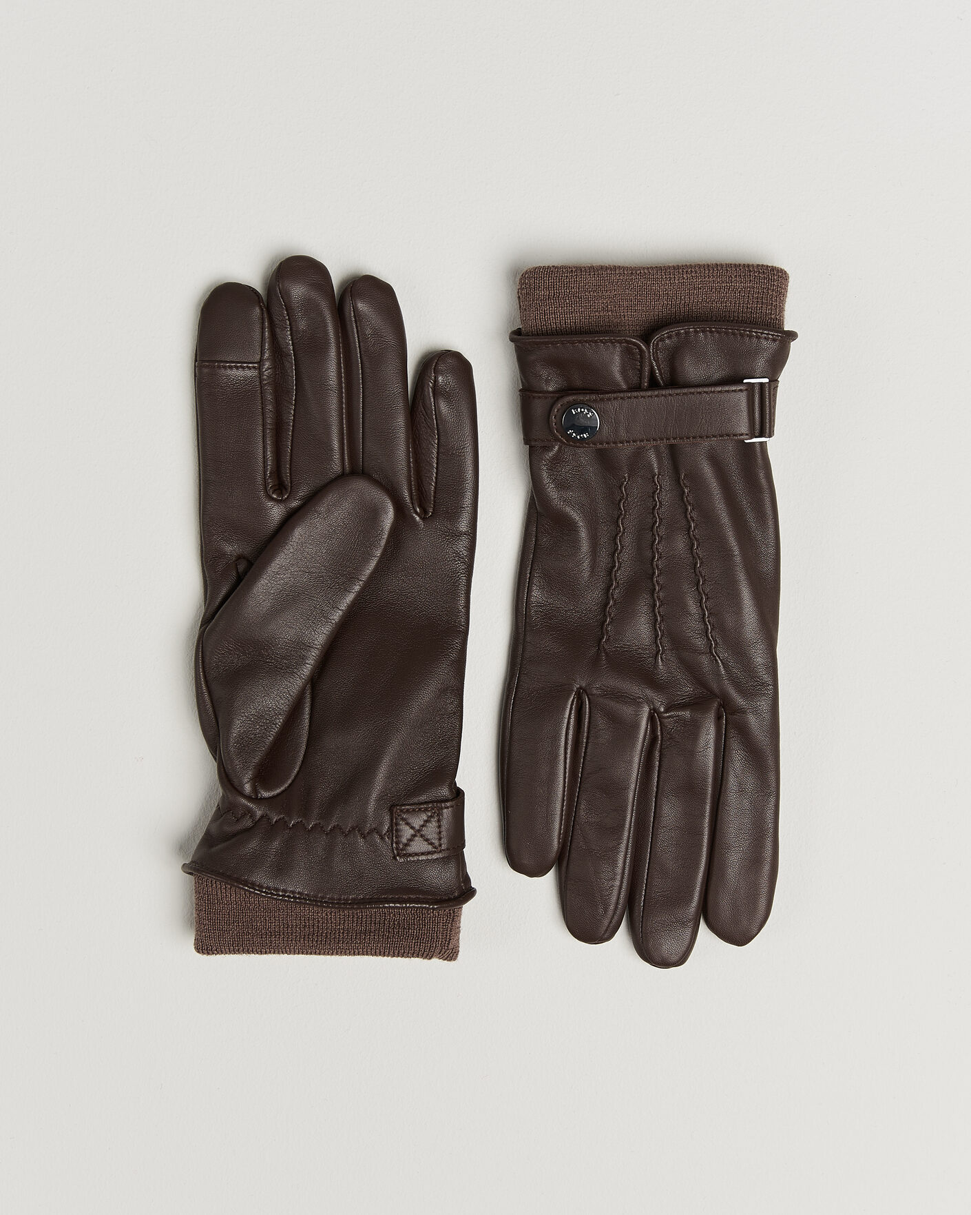 Men | Gloves | BOSS BLACK | Hyden Leather Glove Dark Brown