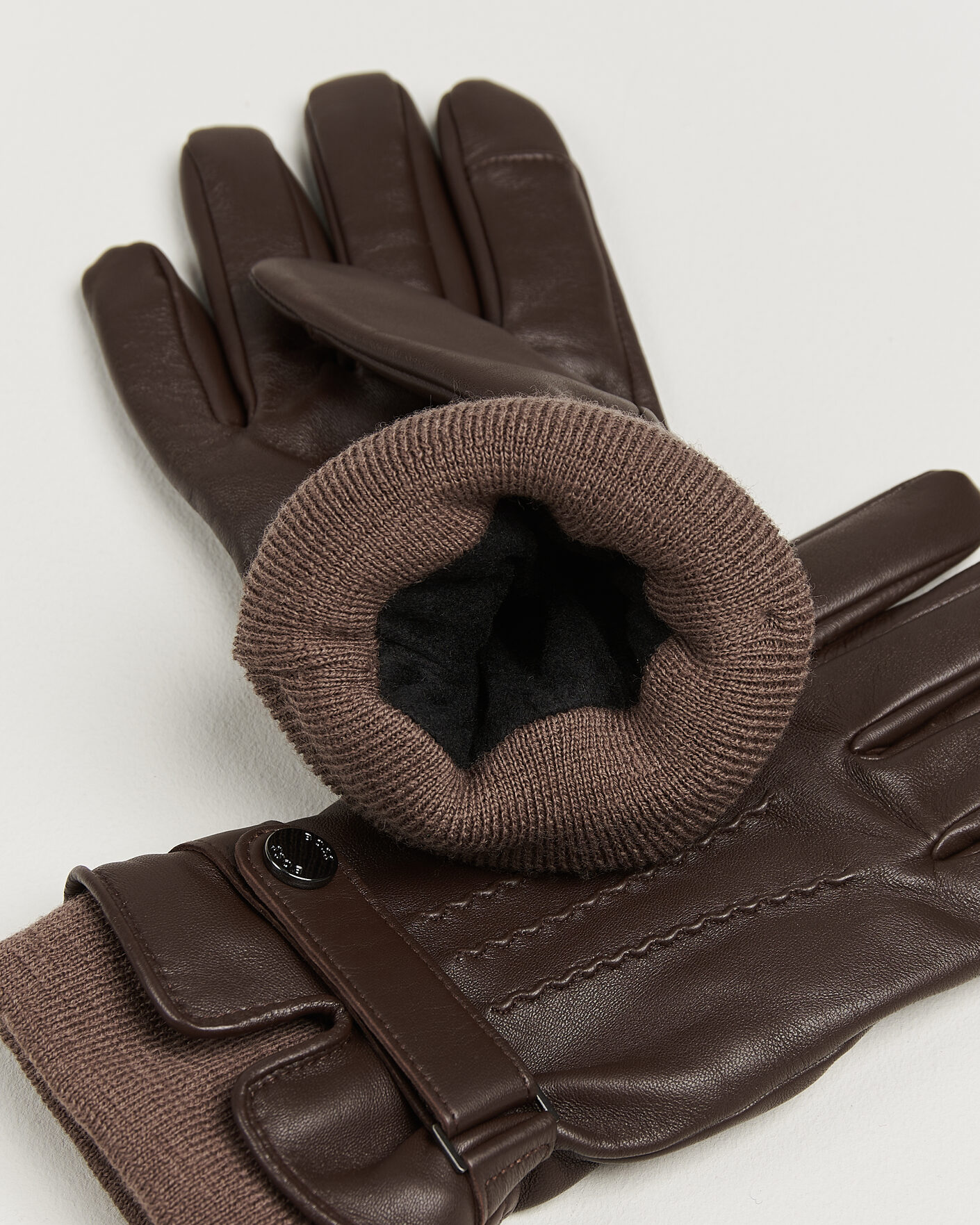 Men | Gloves | BOSS BLACK | Hyden Leather Glove Dark Brown