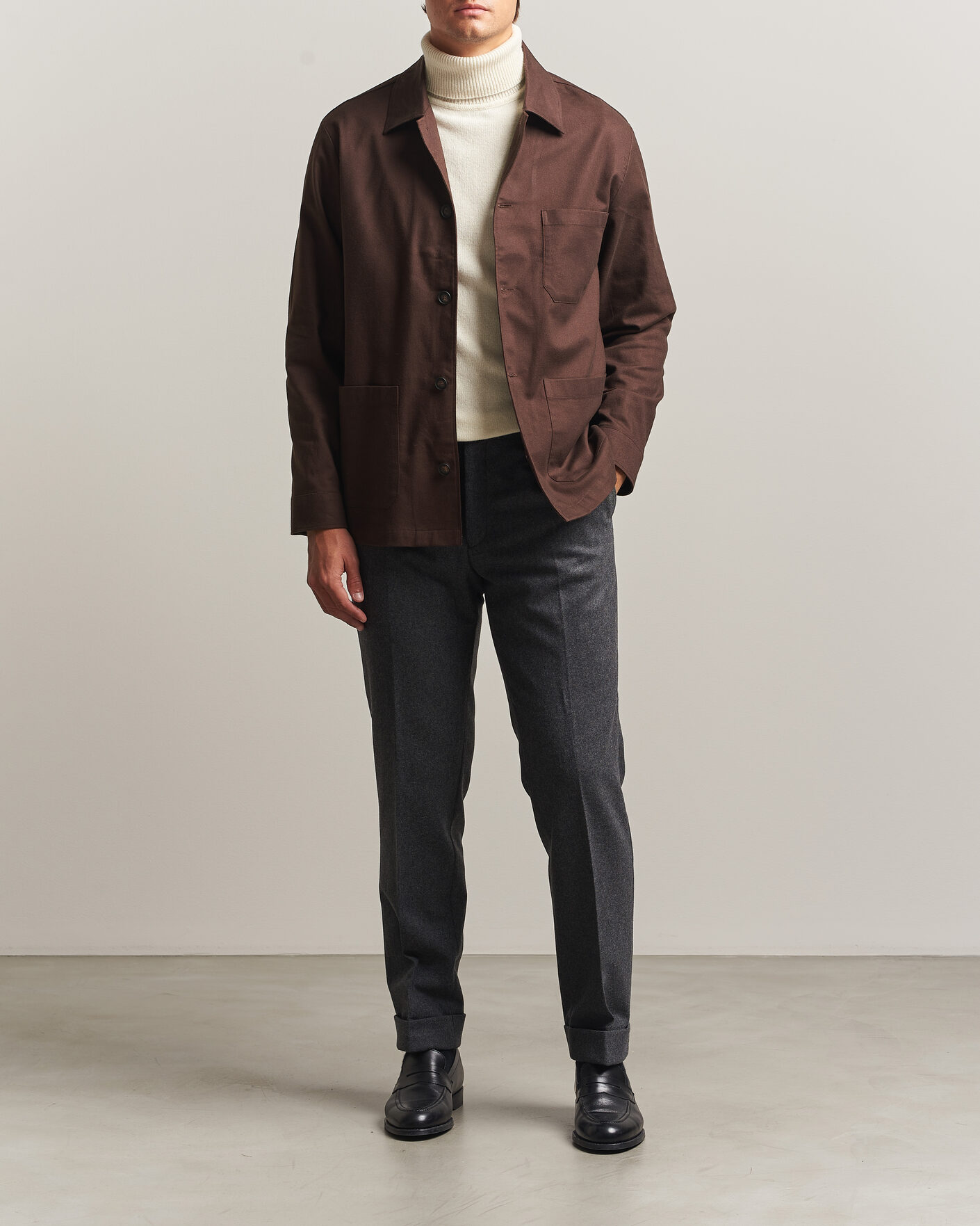 Men | Shirts | BOSS BLACK | Cai Cotton Overshirt Dark Brown