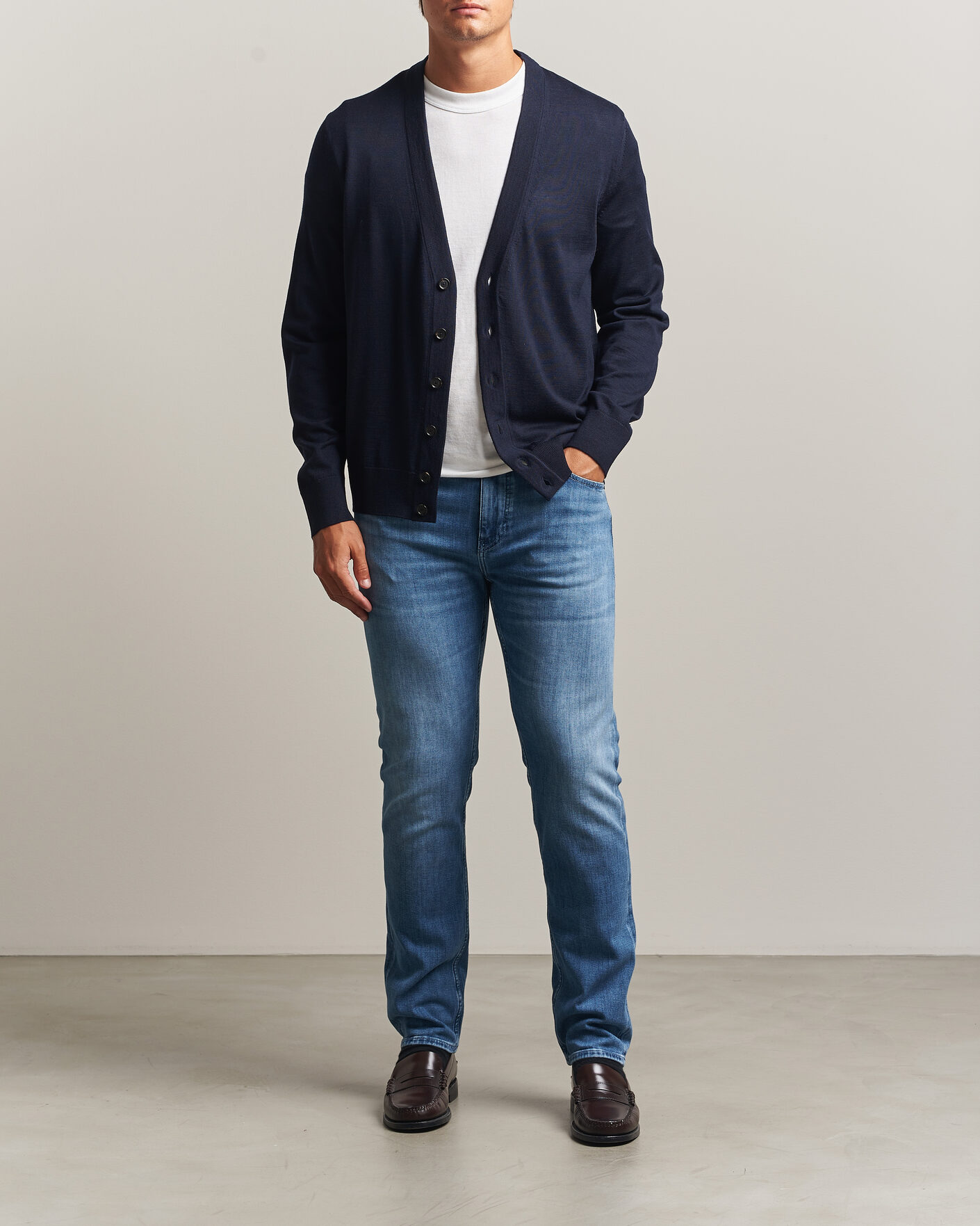 Men | Sweaters & Knitwear | BOSS BLACK | Mardon Wool Cardigan Dark Blue